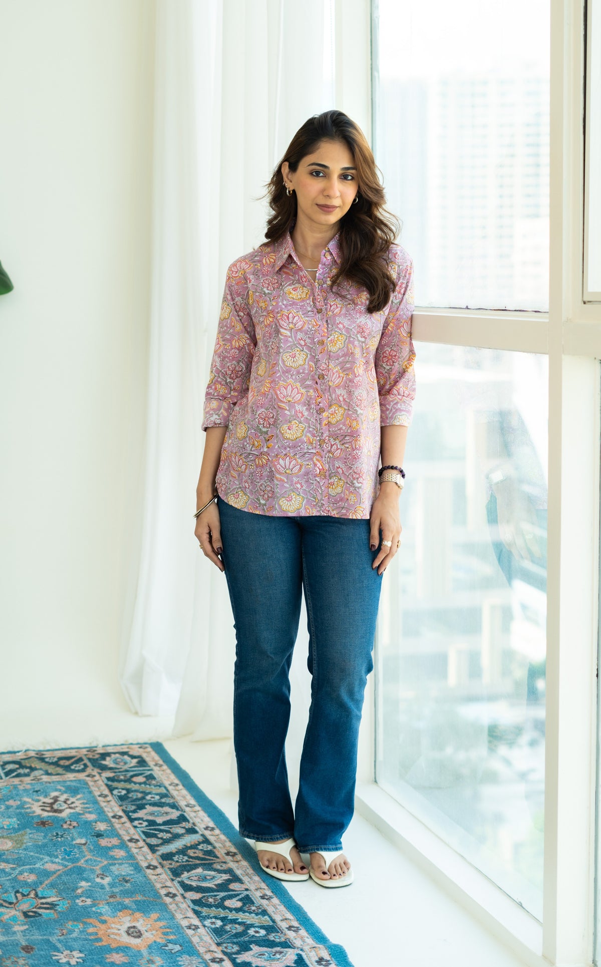 Kashmiri Gul Handblock Cotton Shirt