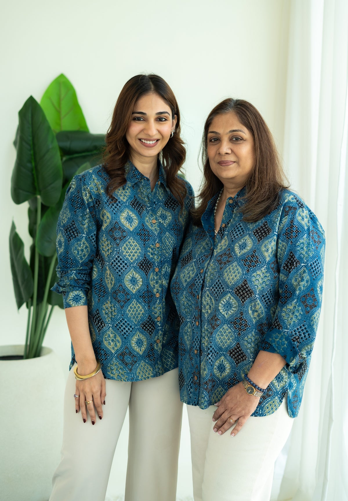Indigo Kutch Jharokha Handblock Cotton Satin Shirt