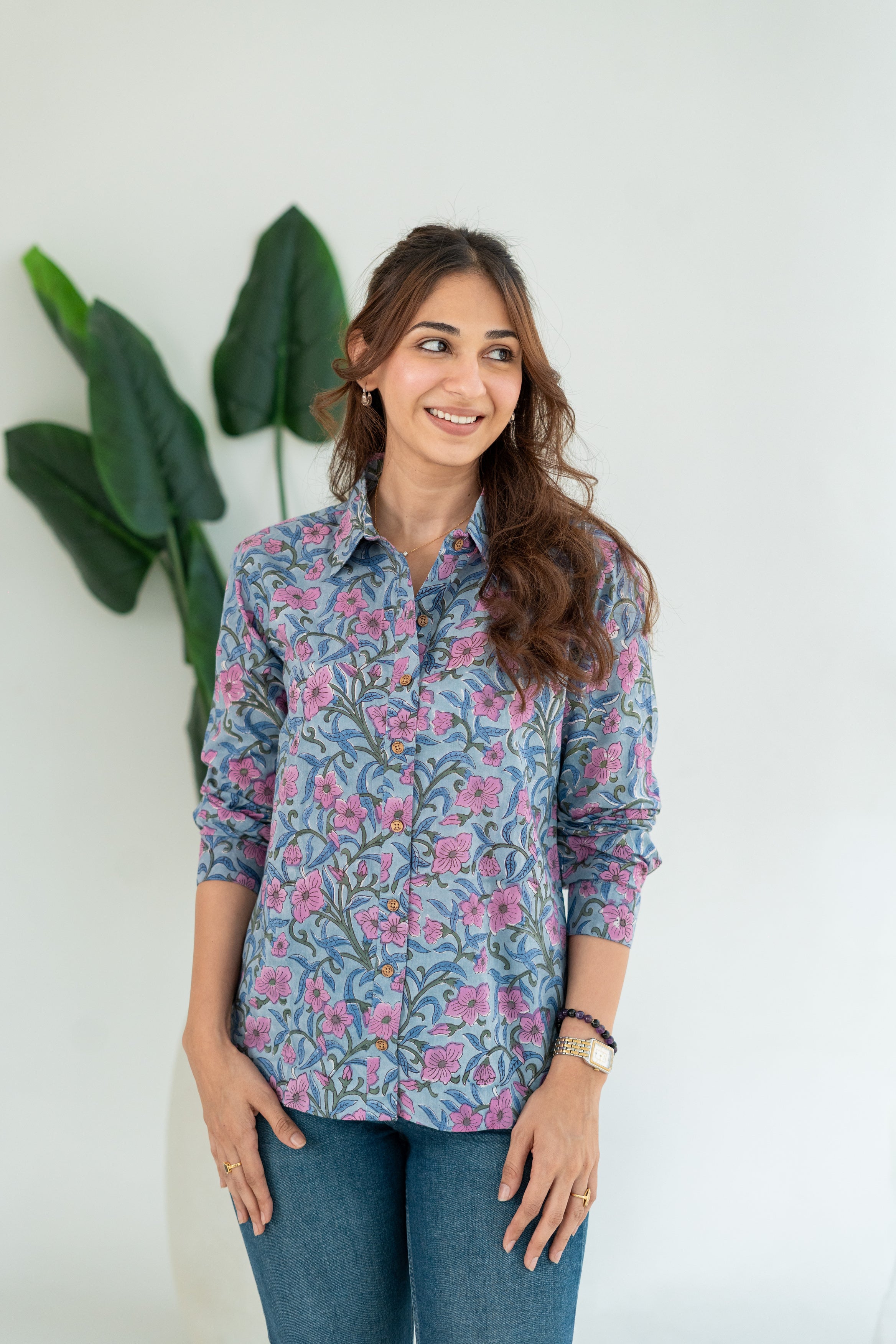 Pastel Daylight Block Print Cotton Shirt