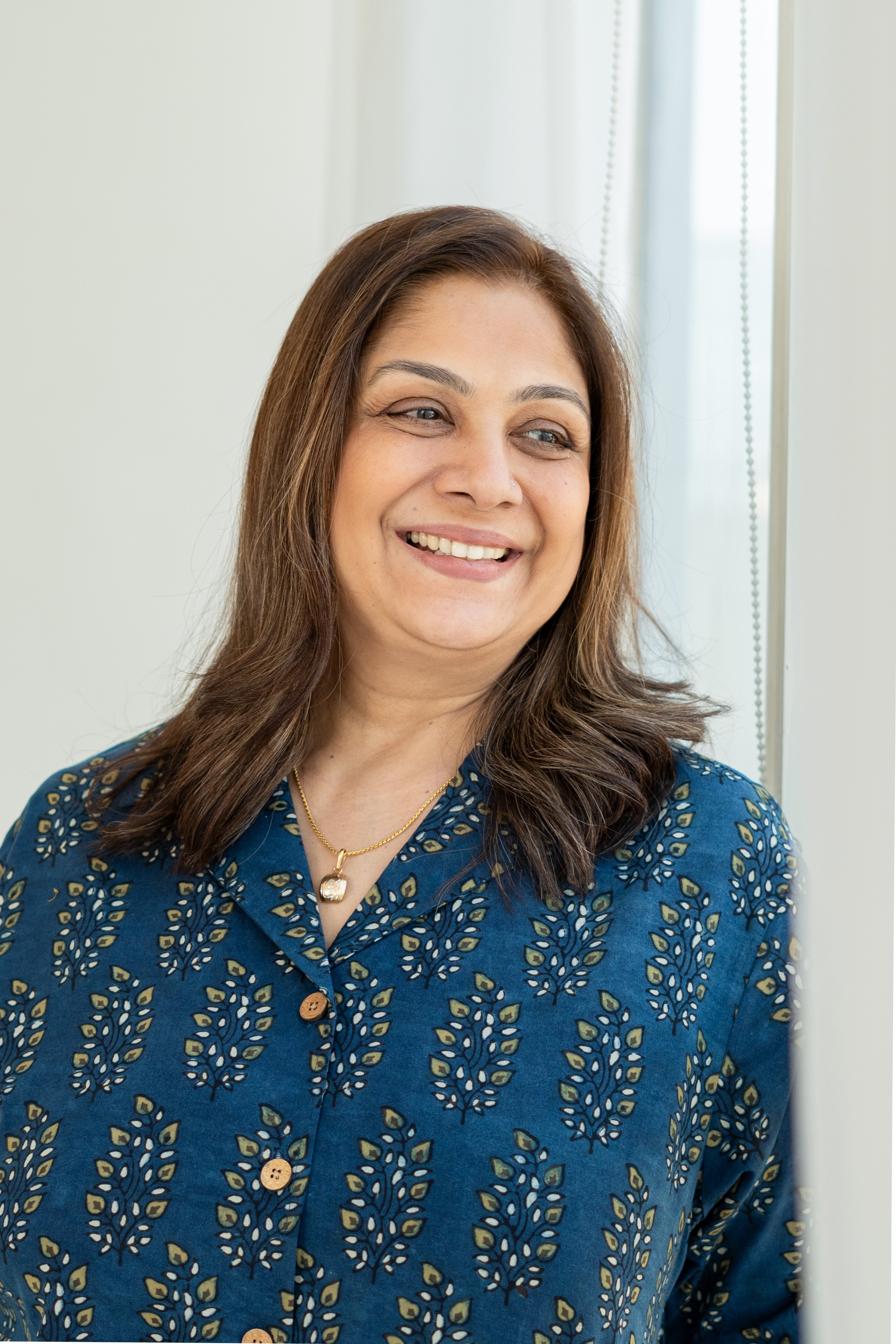 Indigo Ajrakh Woodland Handblock Cotton Shirt Kurti