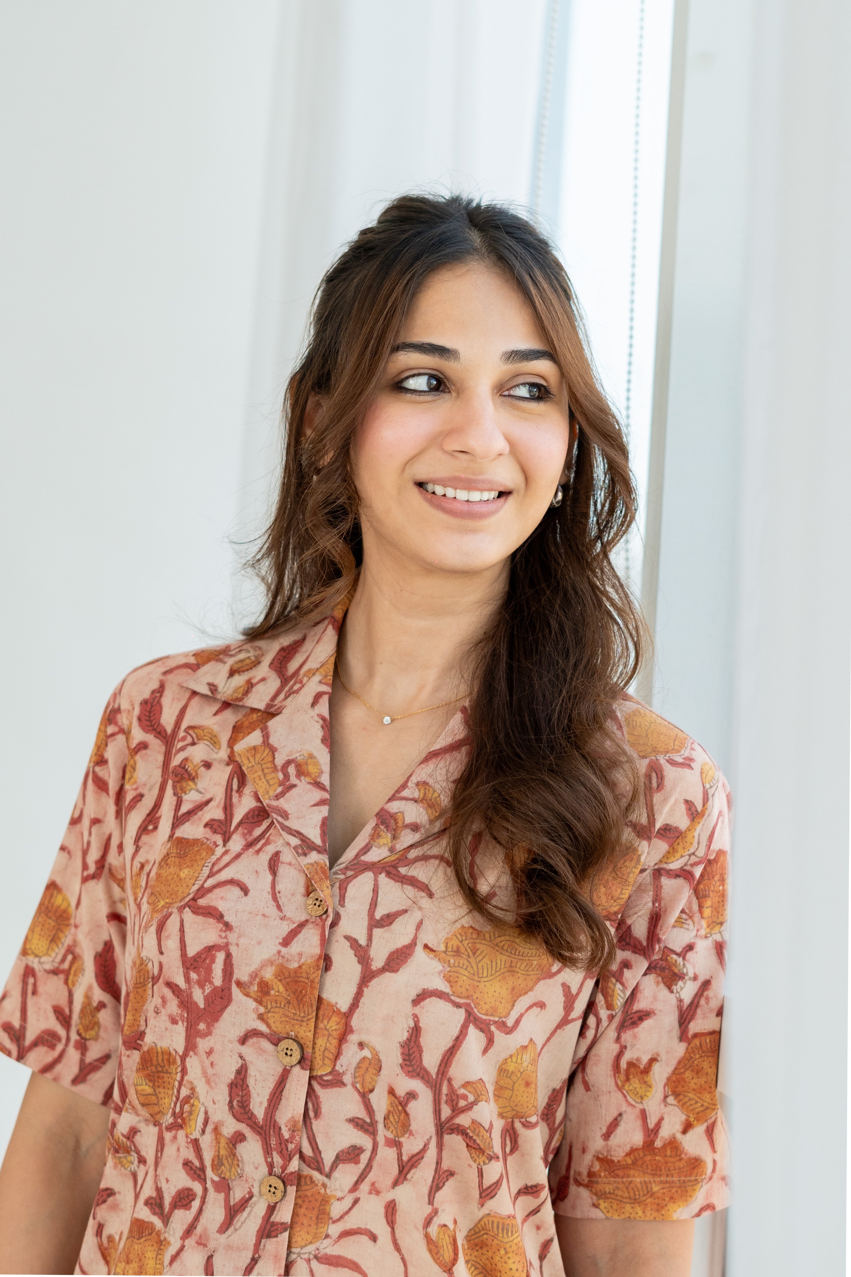 Rustic Petal Handblock Cotton Shirt Kurti