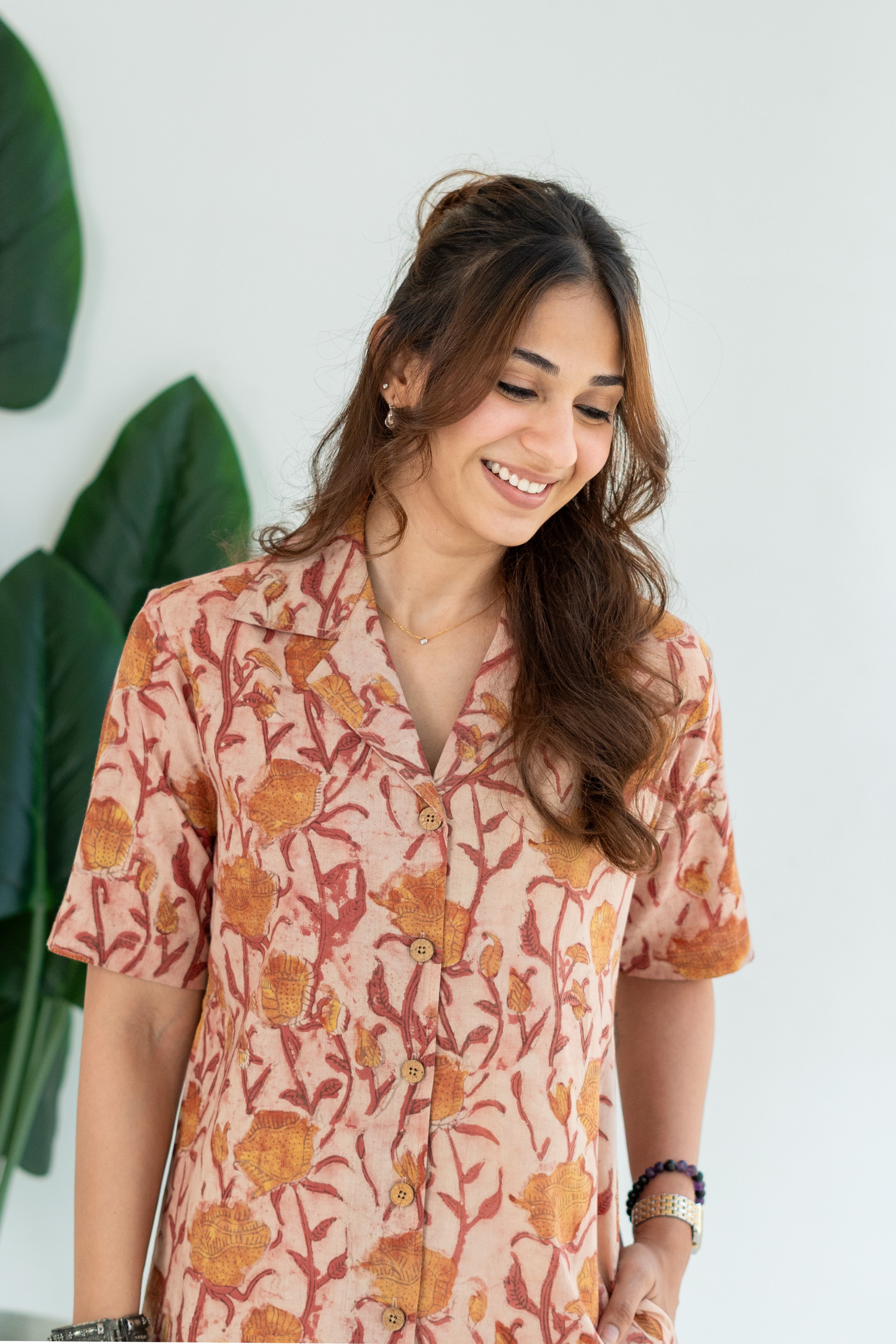 Rustic Petal Handblock Cotton Shirt Kurti