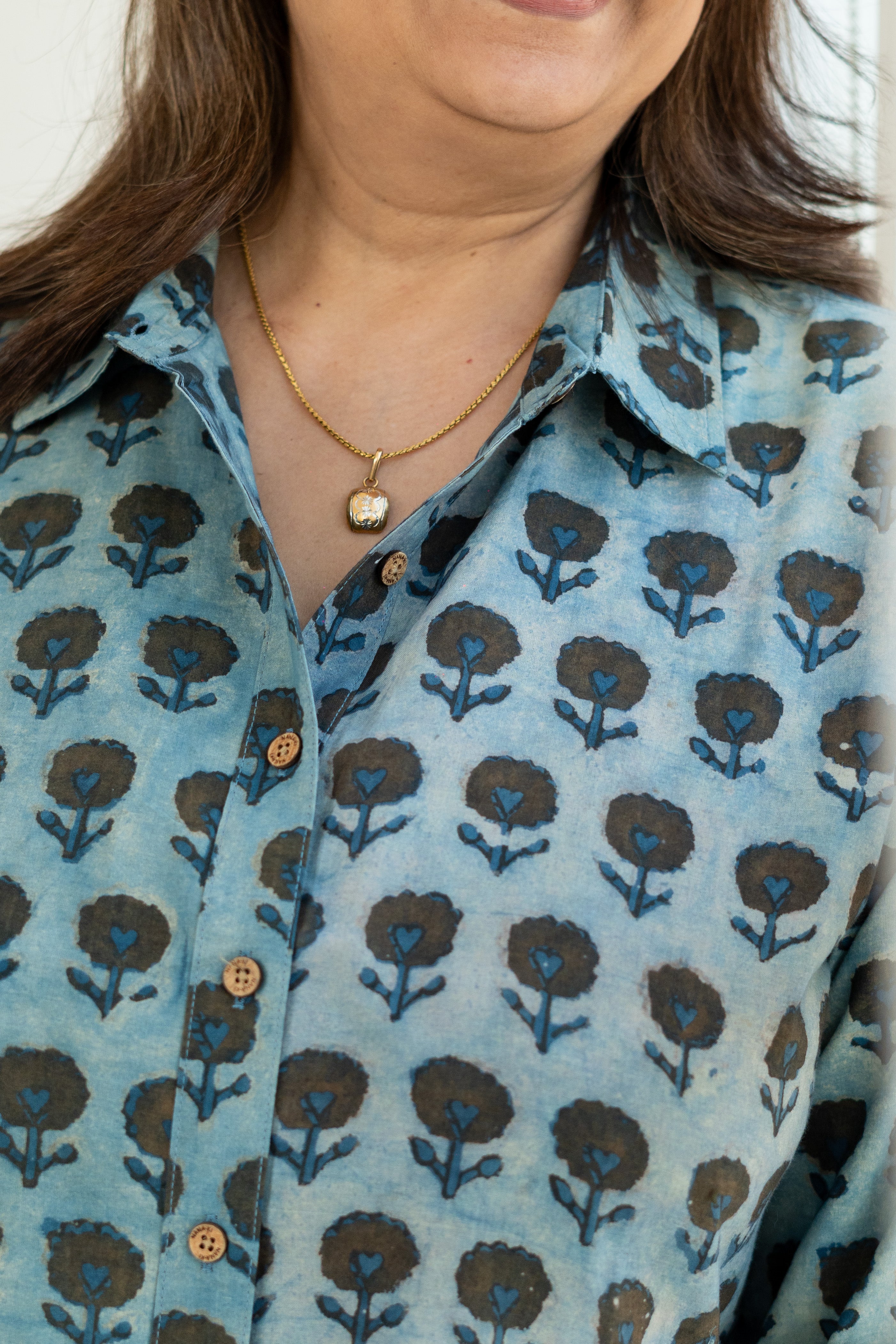 Ocean Bloom Handbkock Cotton Shirt