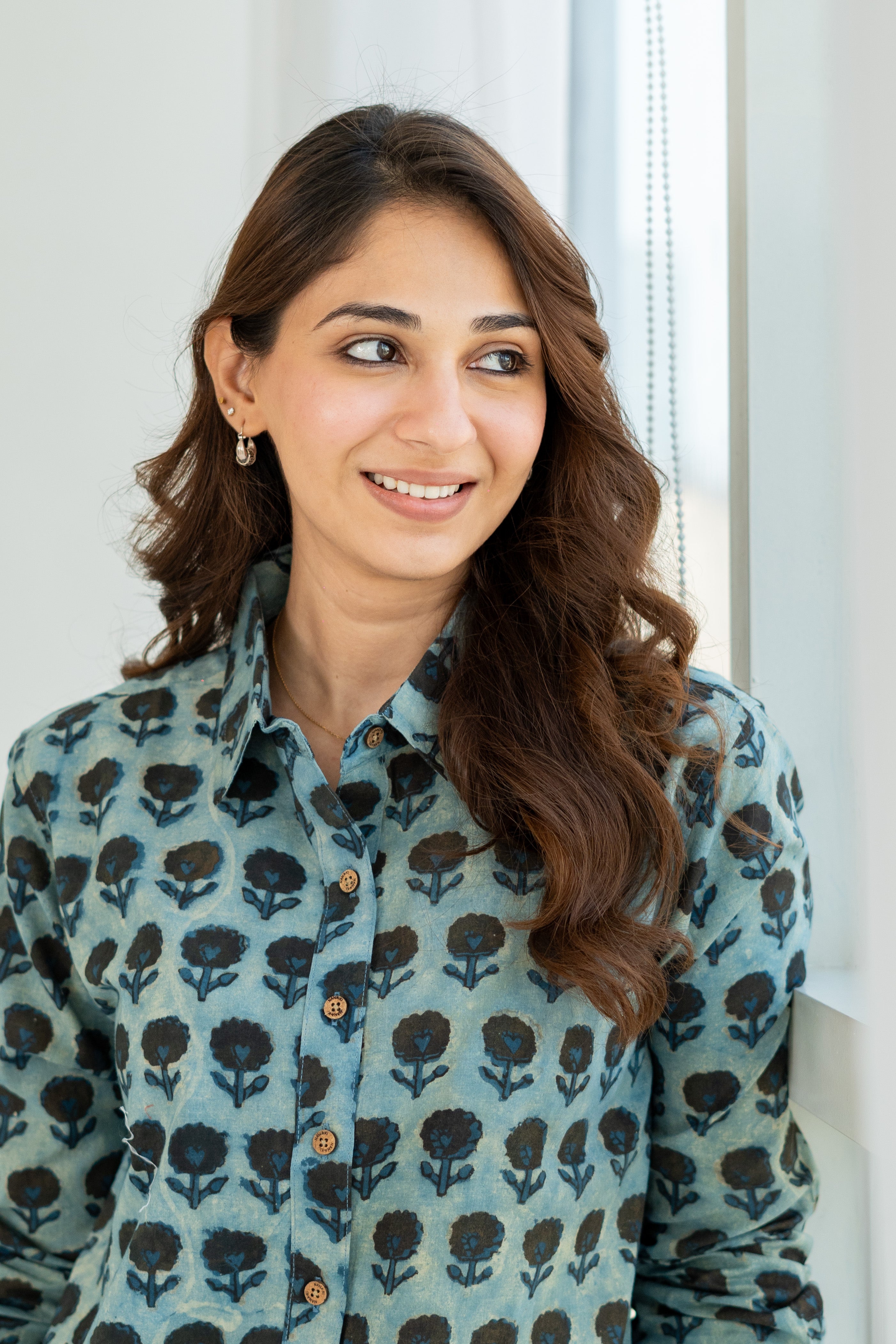 Ocean Bloom Handbkock Cotton Shirt