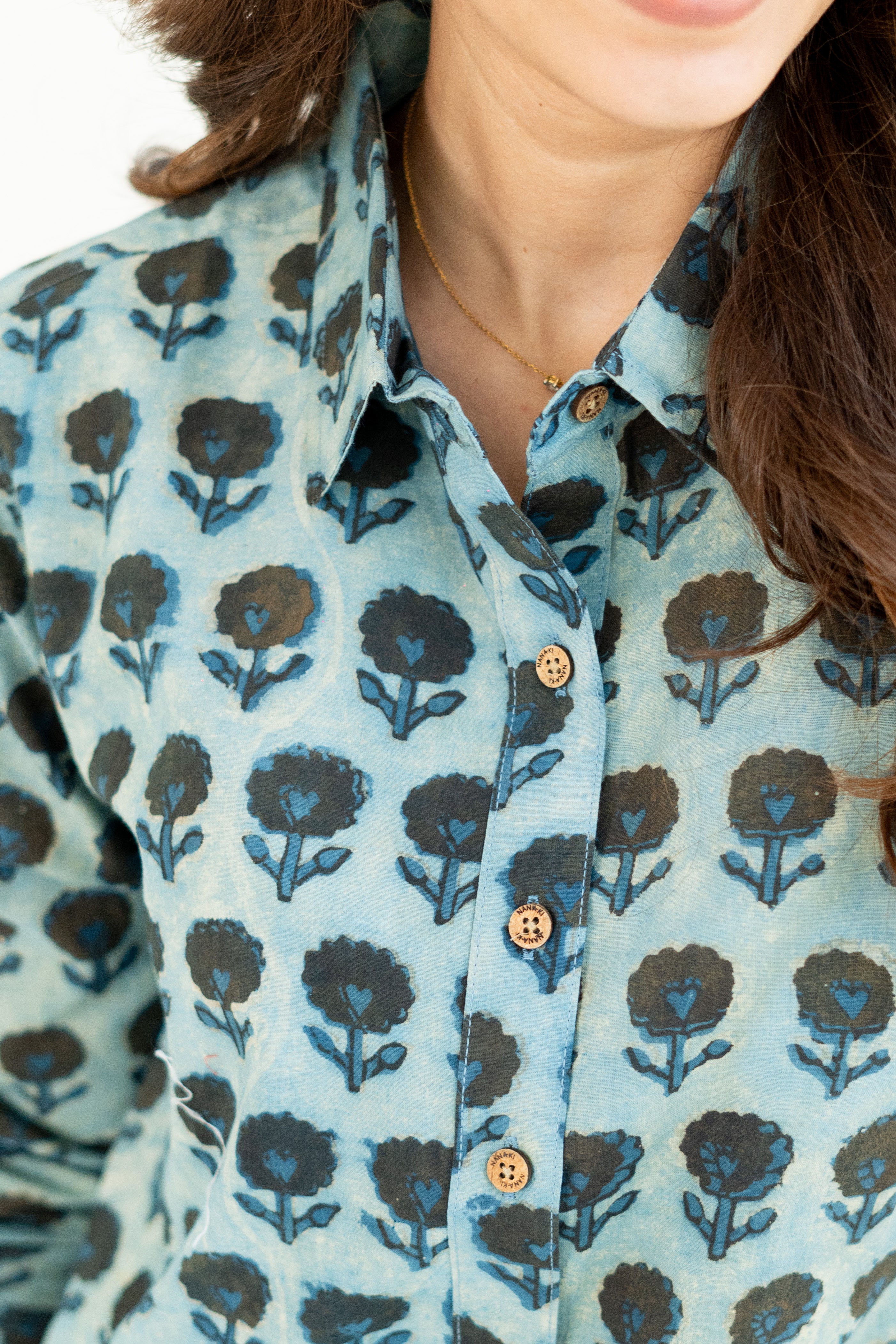 Ocean Bloom Handbkock Cotton Shirt