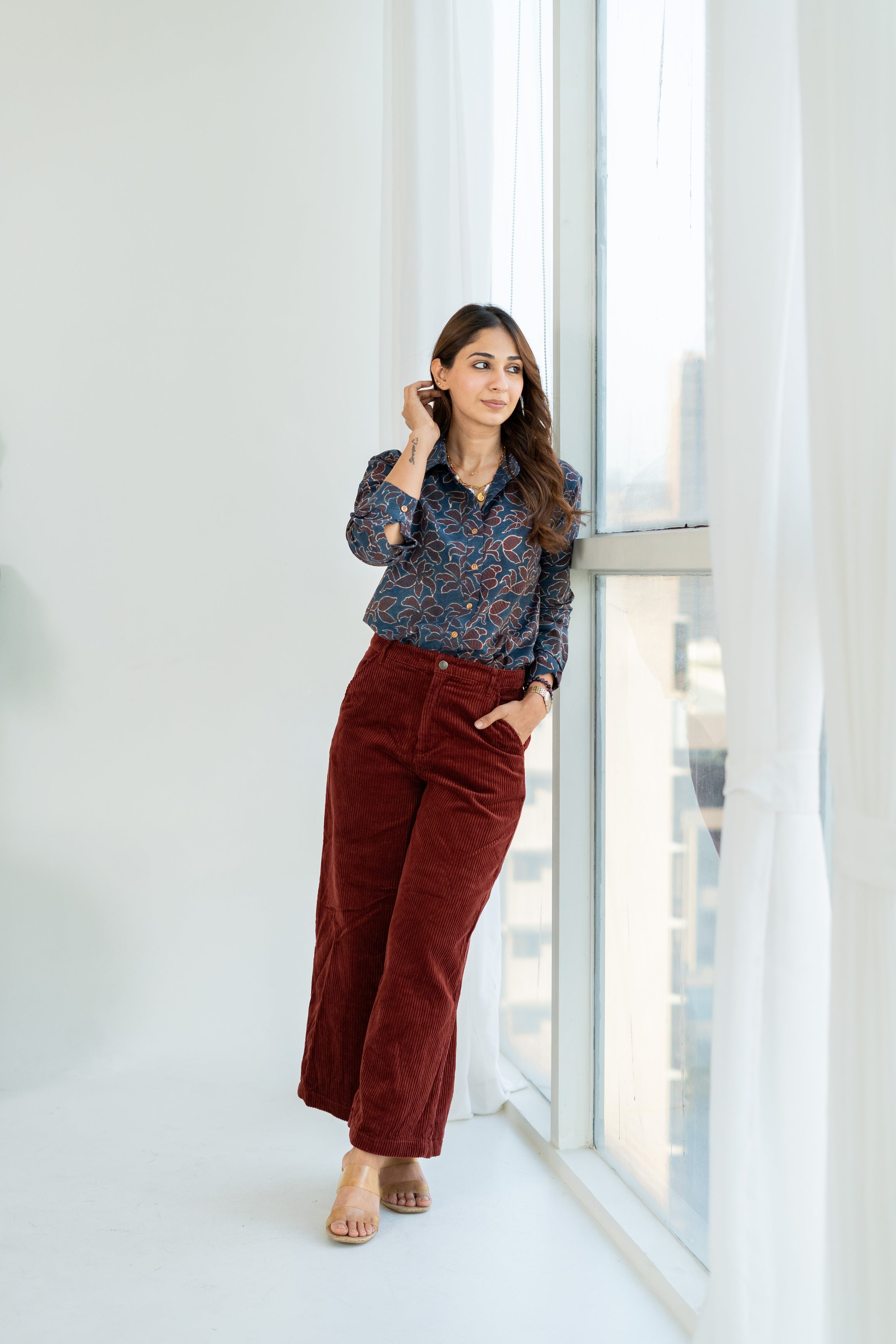Indigo Ajrakh Mystic Handblock Cotton Shirt