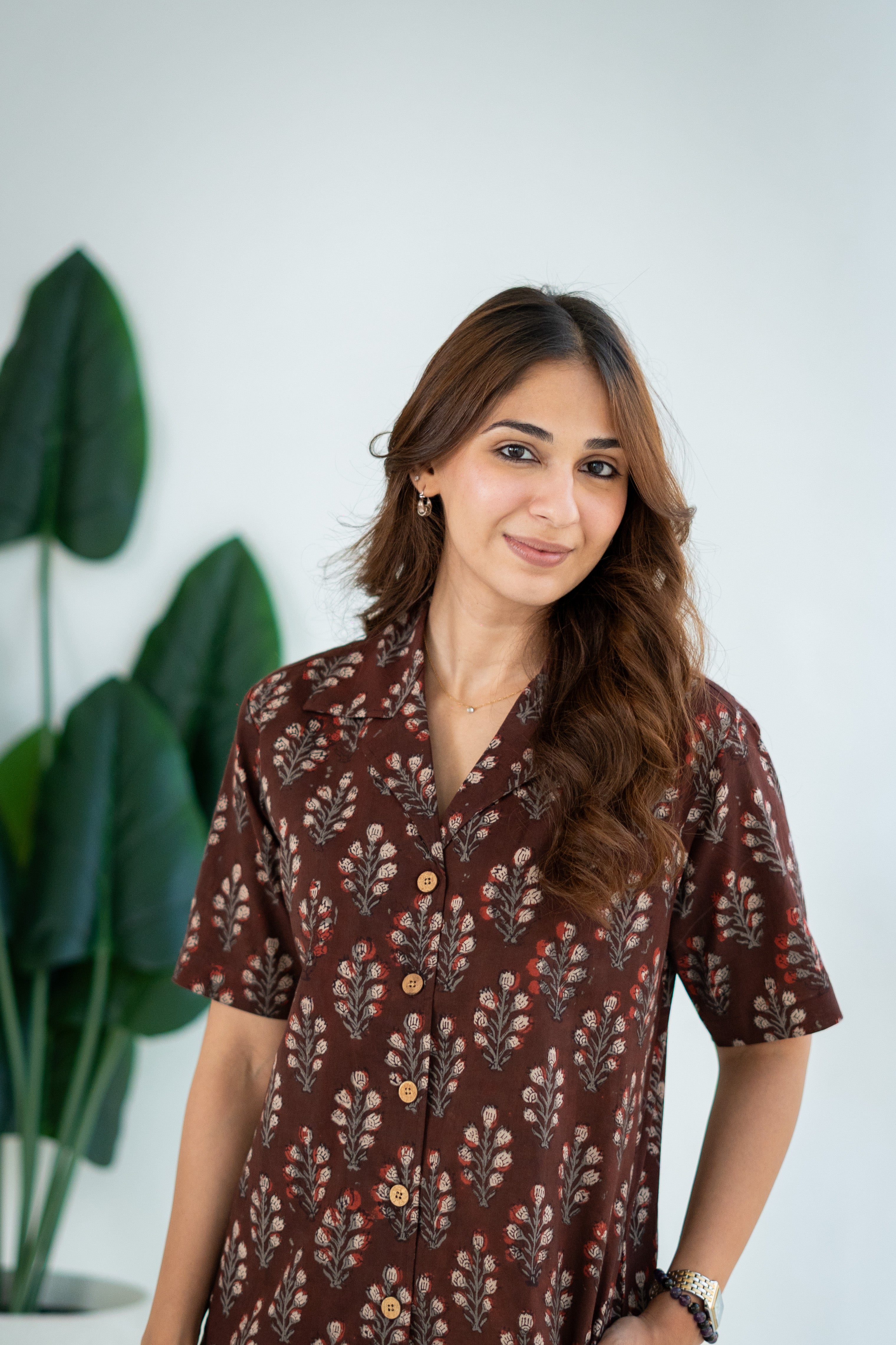 Raatrang Maroon Handblock Cotton Shirt Kurti