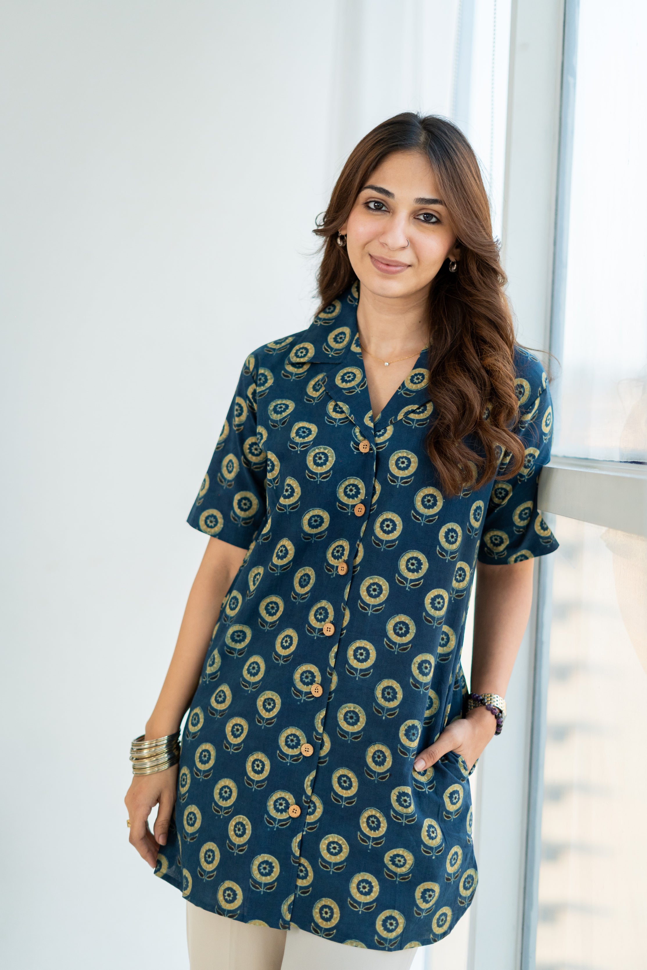 Ajrakh Royale Handblock Cotton Shirt Kurti
