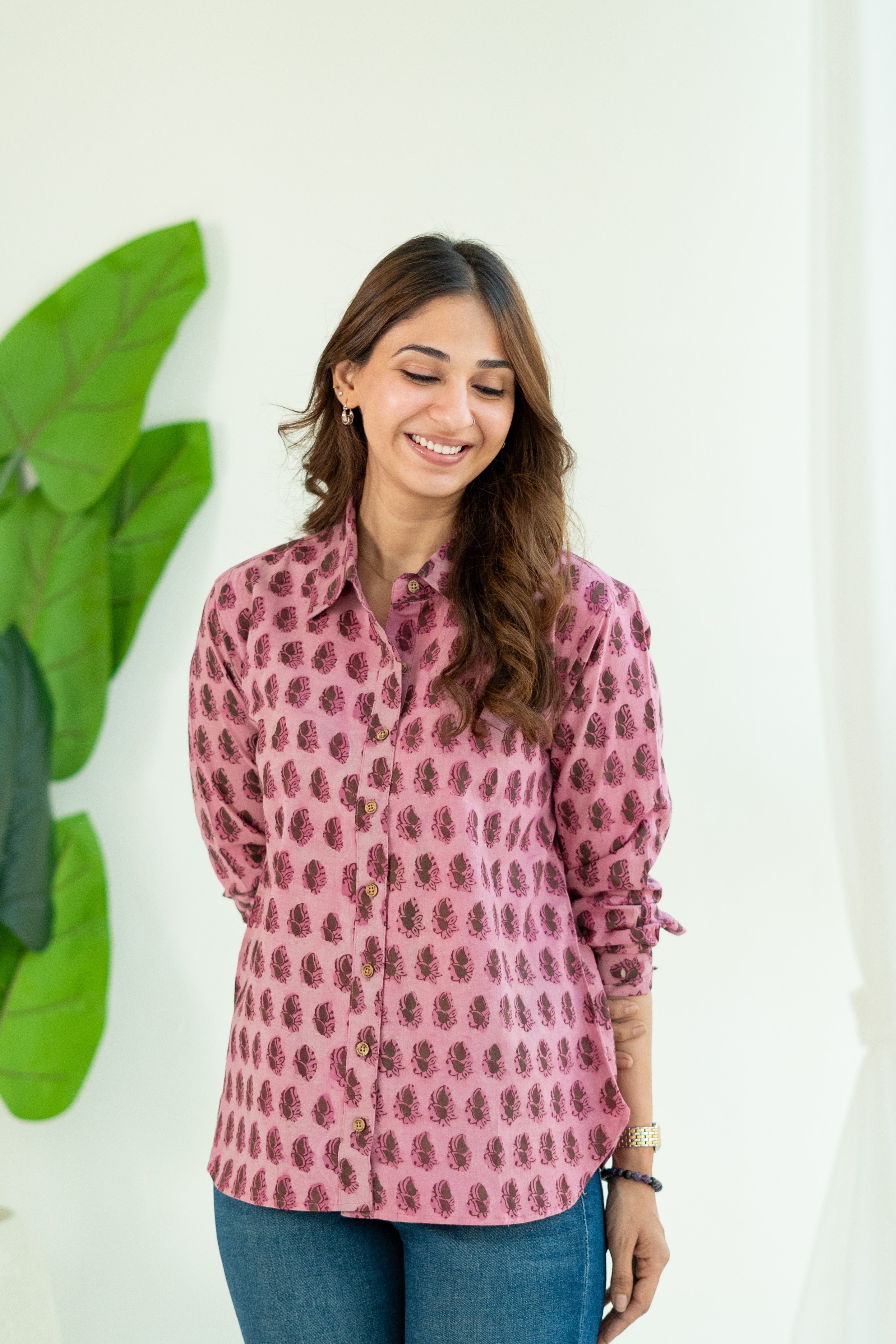 Rani Gulmohar Handblock Cotton Shirt