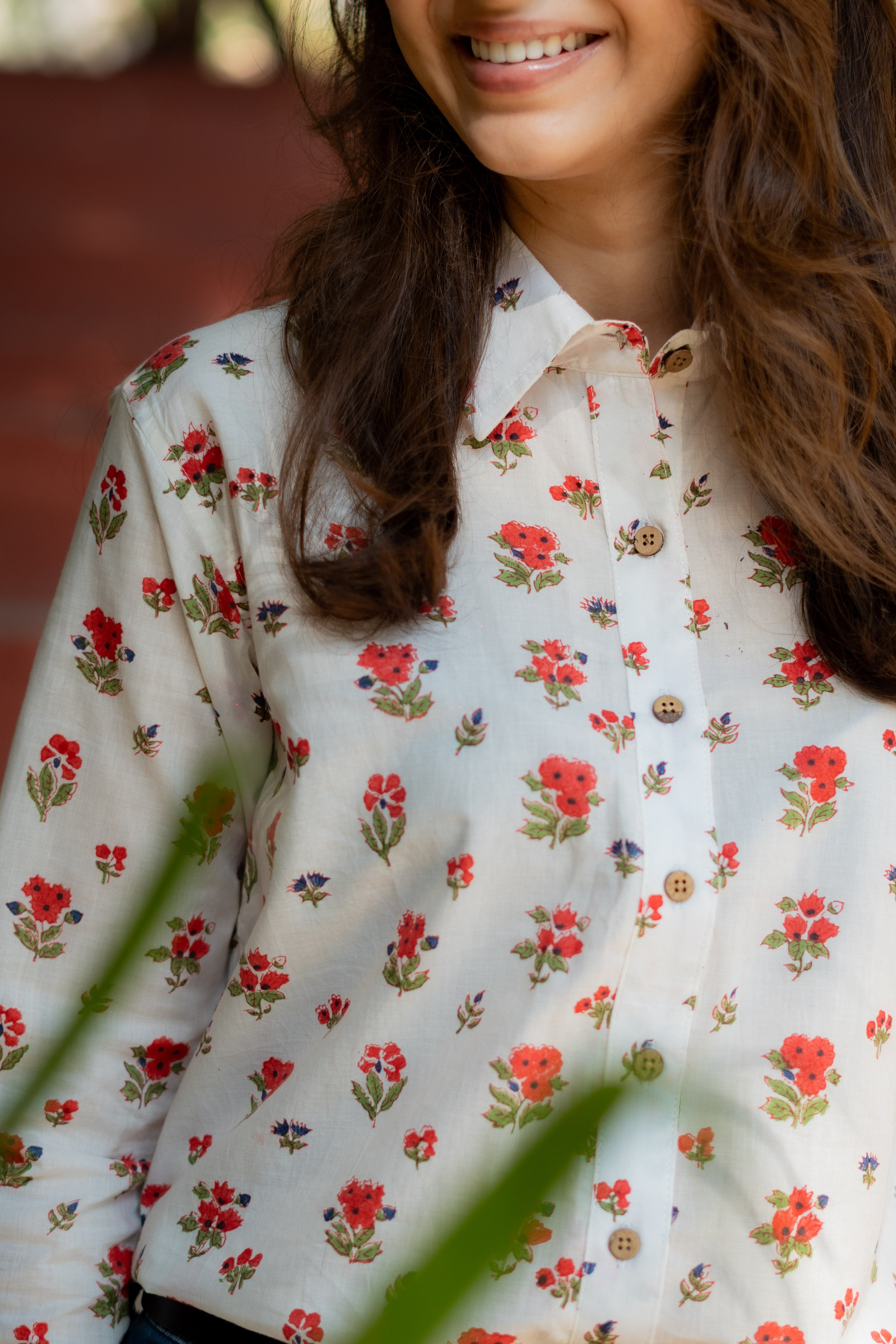 Cherry Blossom Handblock Cotton Shirt
