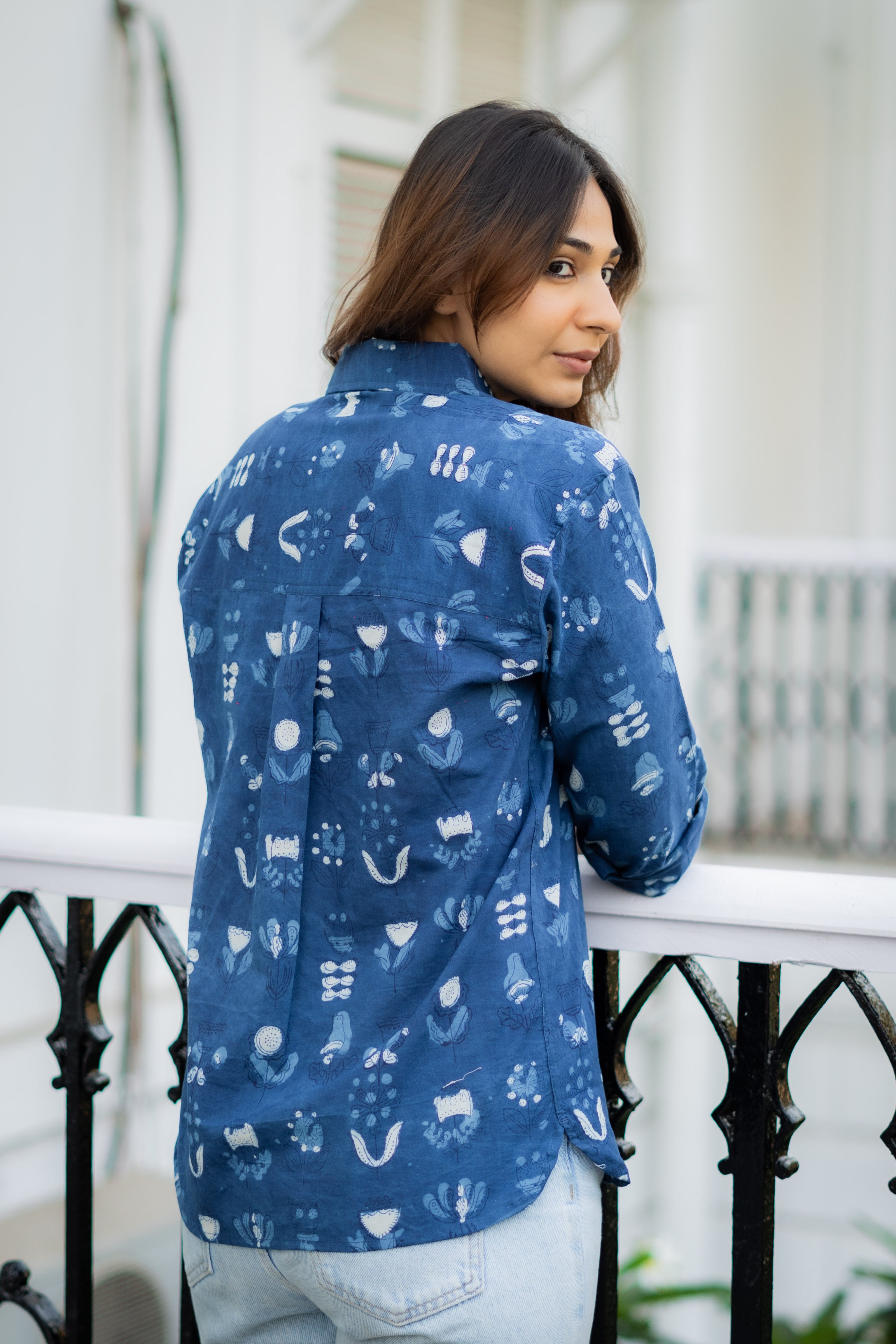 Jaipuri Indigo Handblock Cotton Shirt