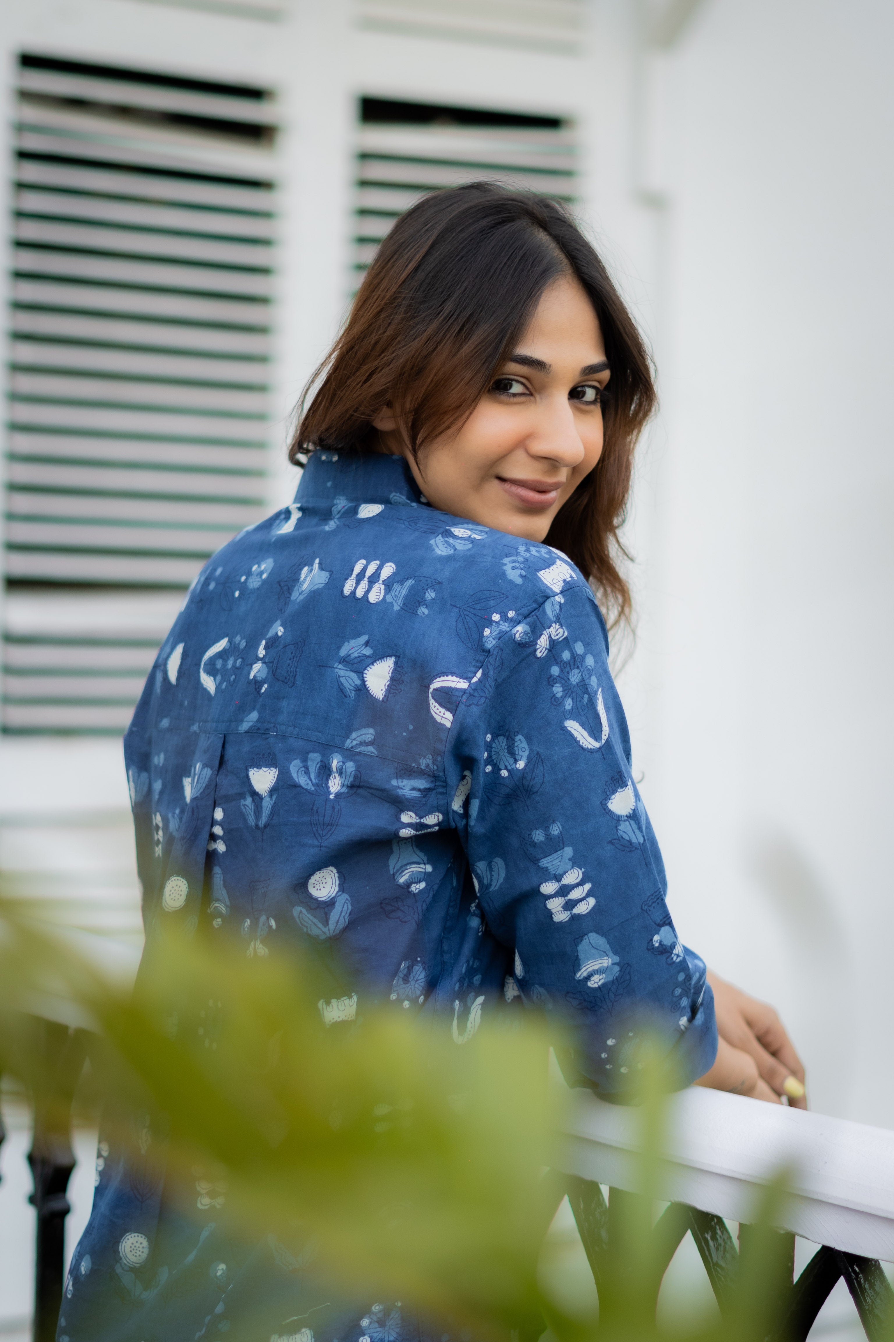 Jaipuri Indigo Handblock Cotton Shirt