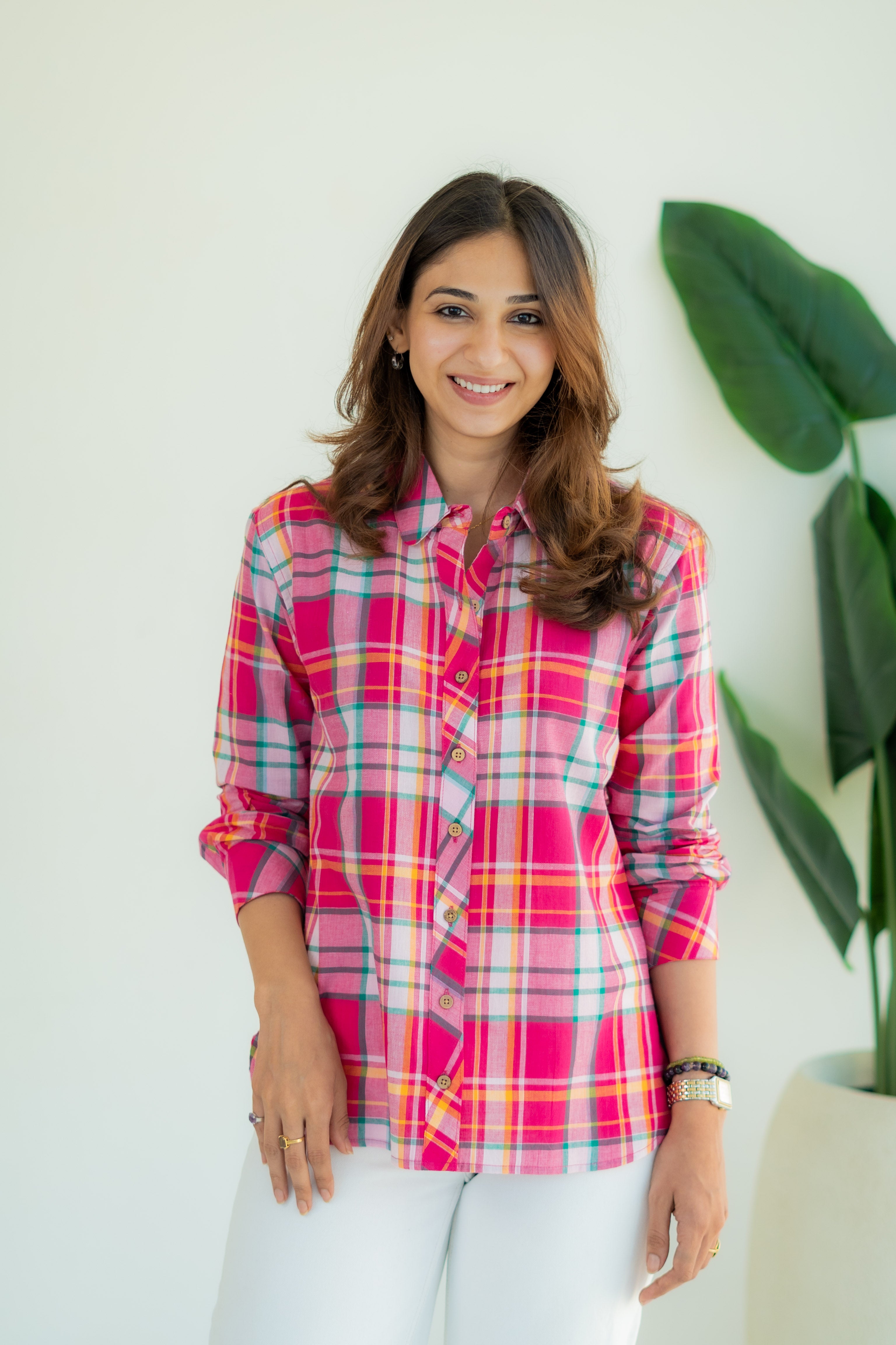 Pink Rani Madras Checks Cotton Shirt