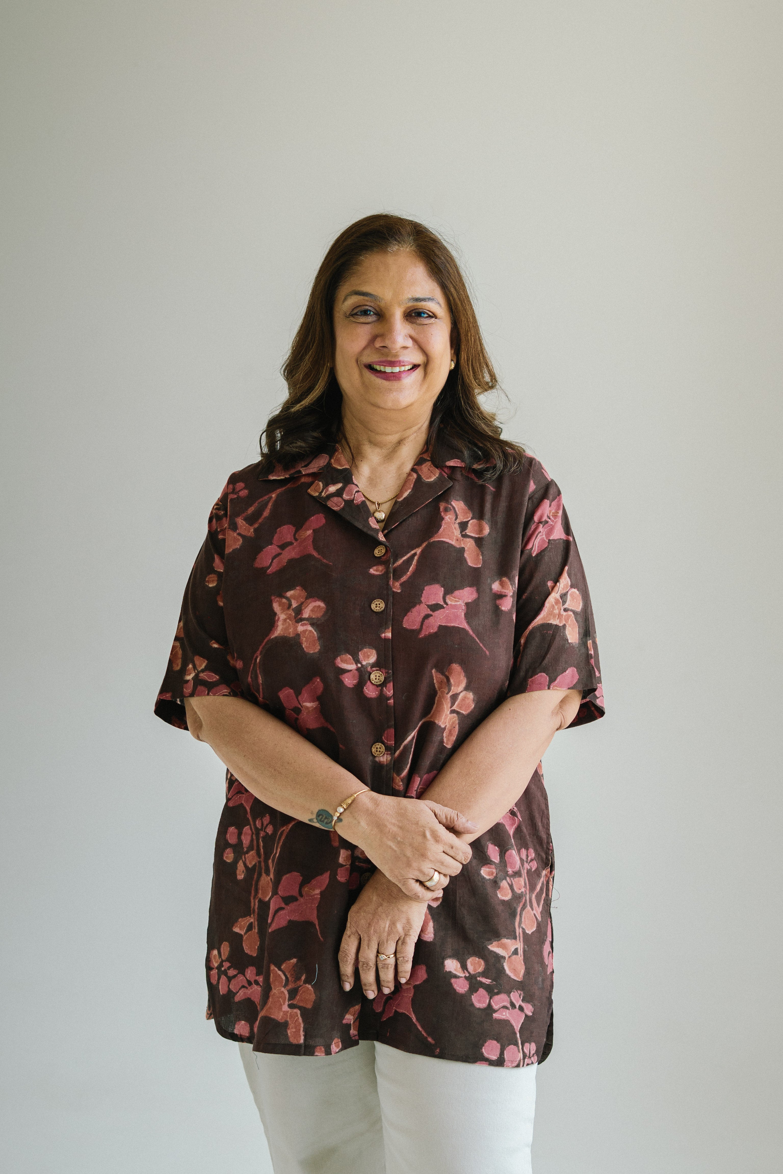 Bagru Rose Handblock Cotton Shirt Kurti