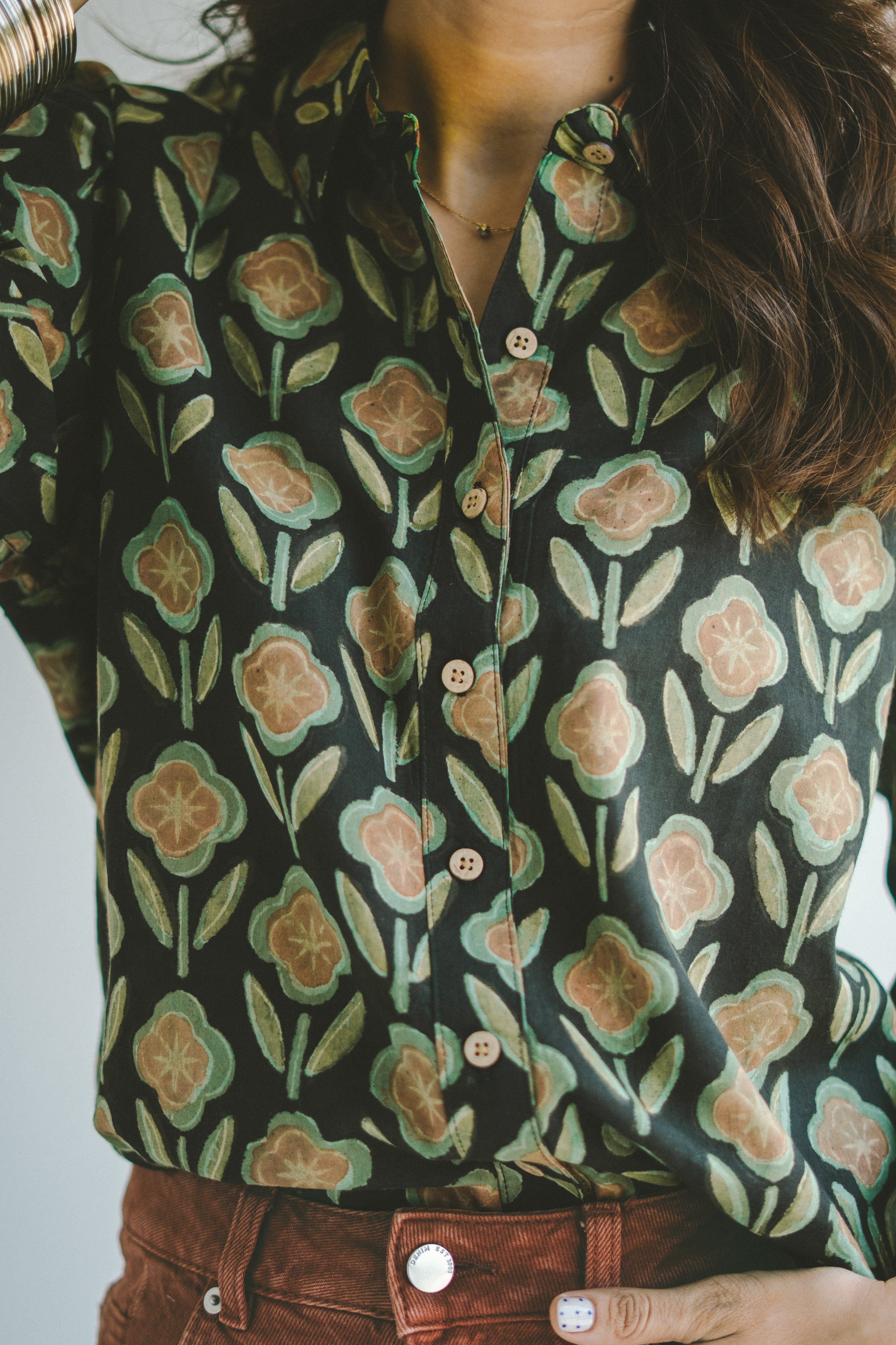 Forest Bagru Handblock Cotton Shirt