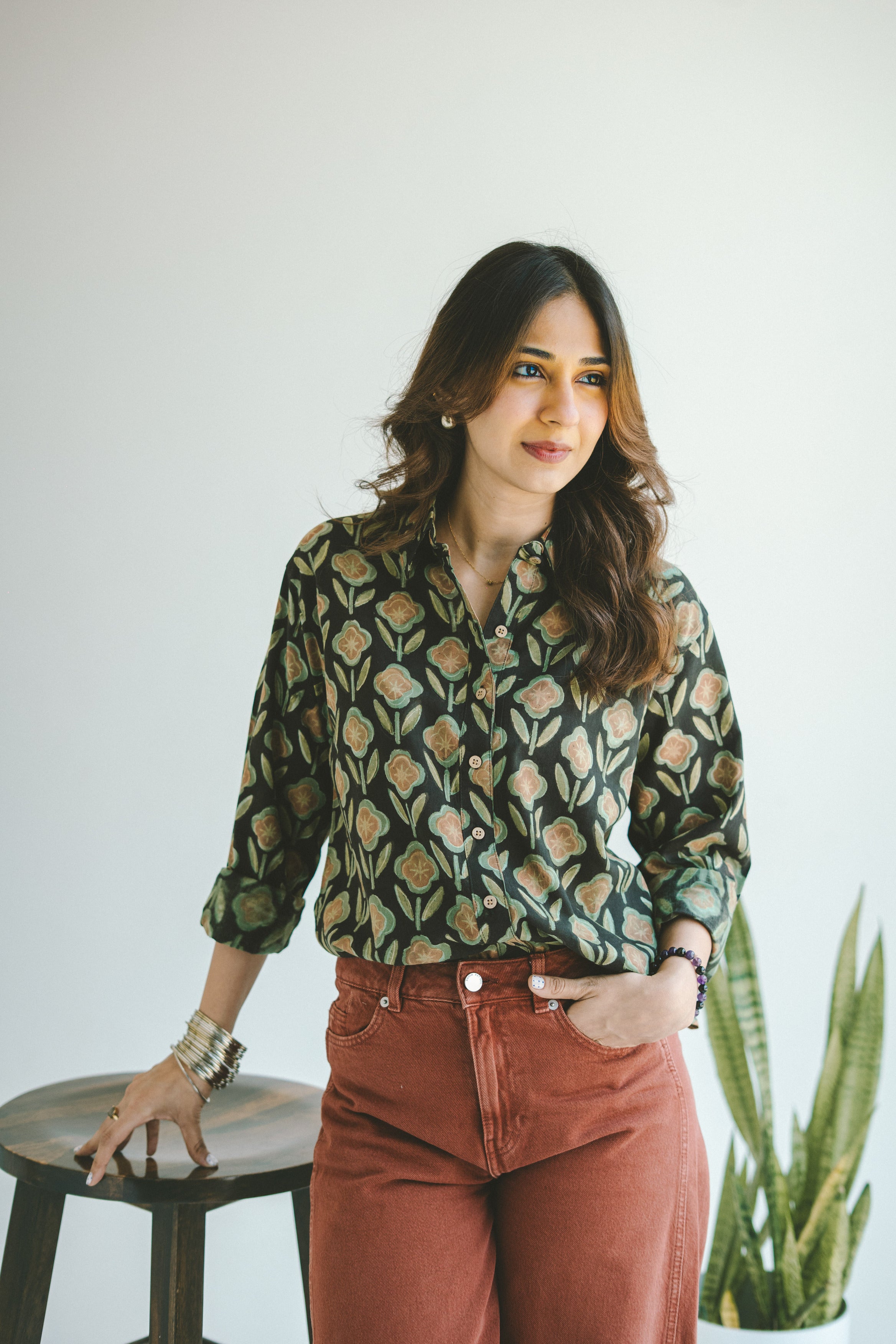 Forest Bagru Handblock Cotton Shirt