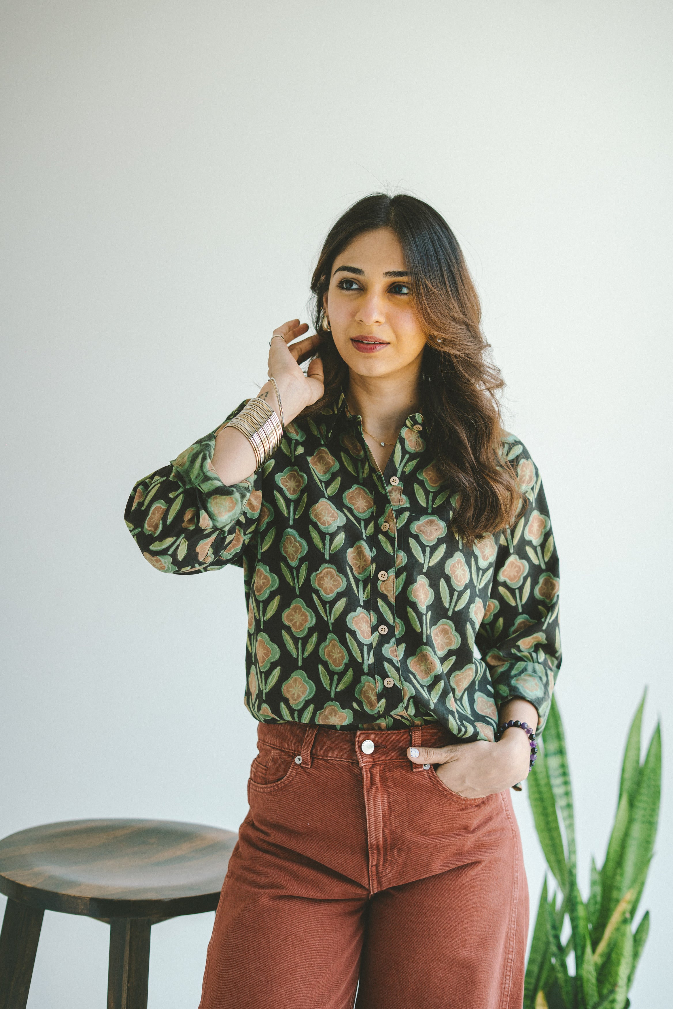 Forest Bagru Handblock Cotton Shirt