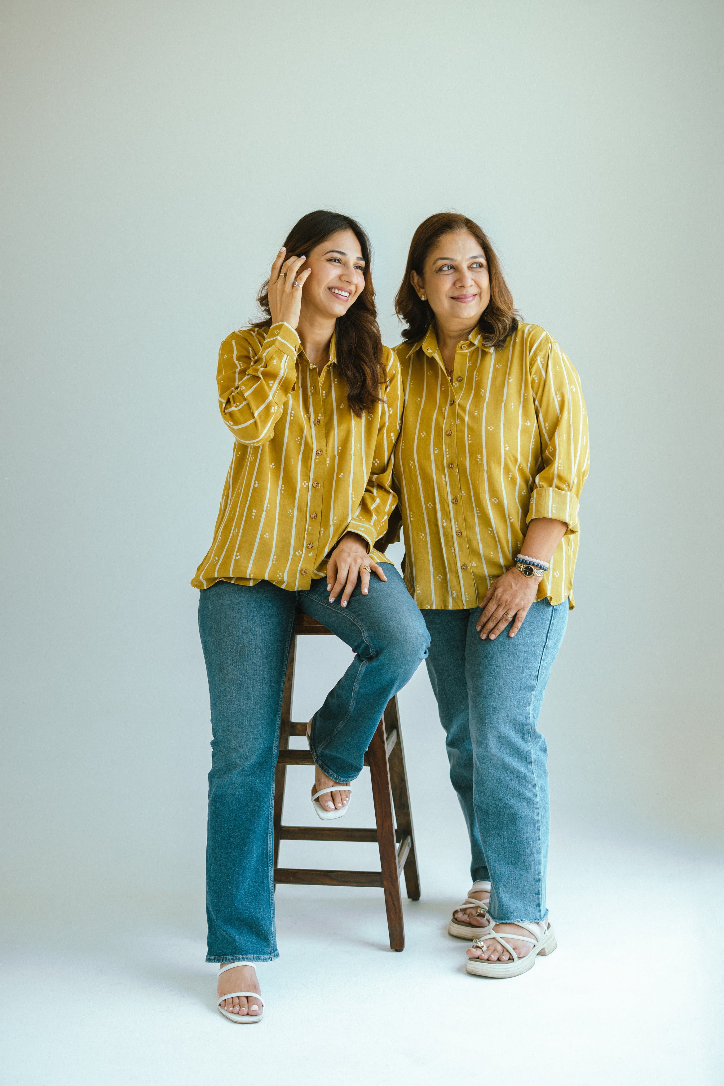 Yellow Bagru Stripe Handblock Cotton Shirt