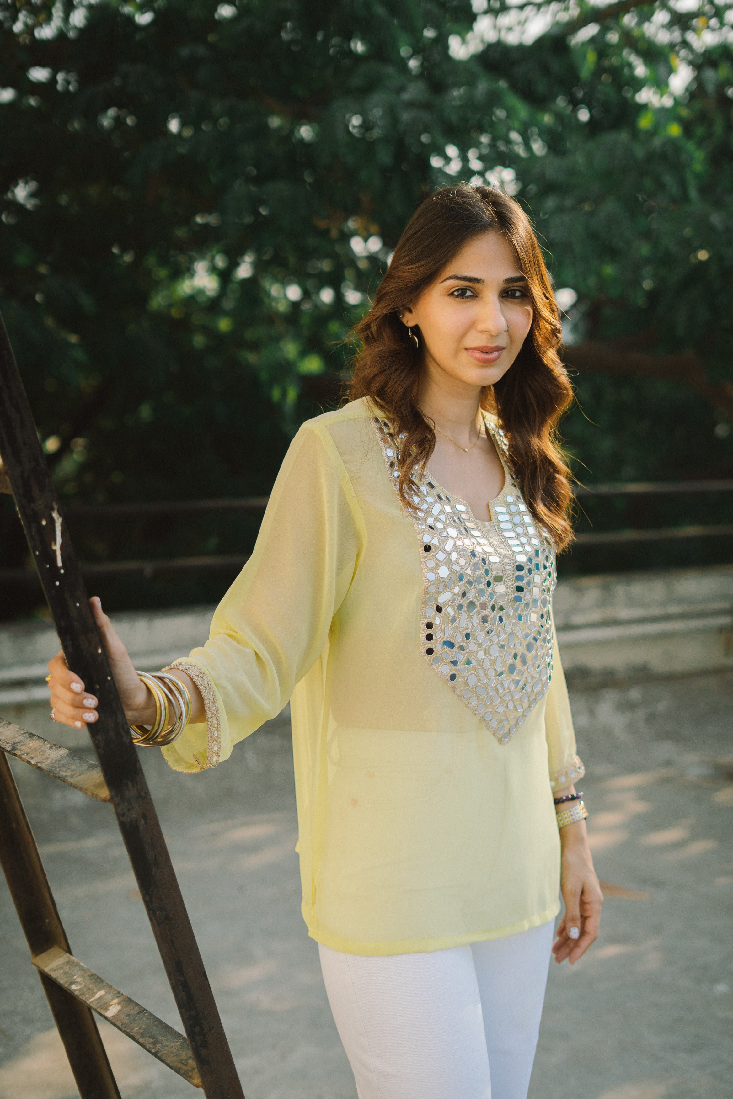 Lemon Yellow Aaina Kurti