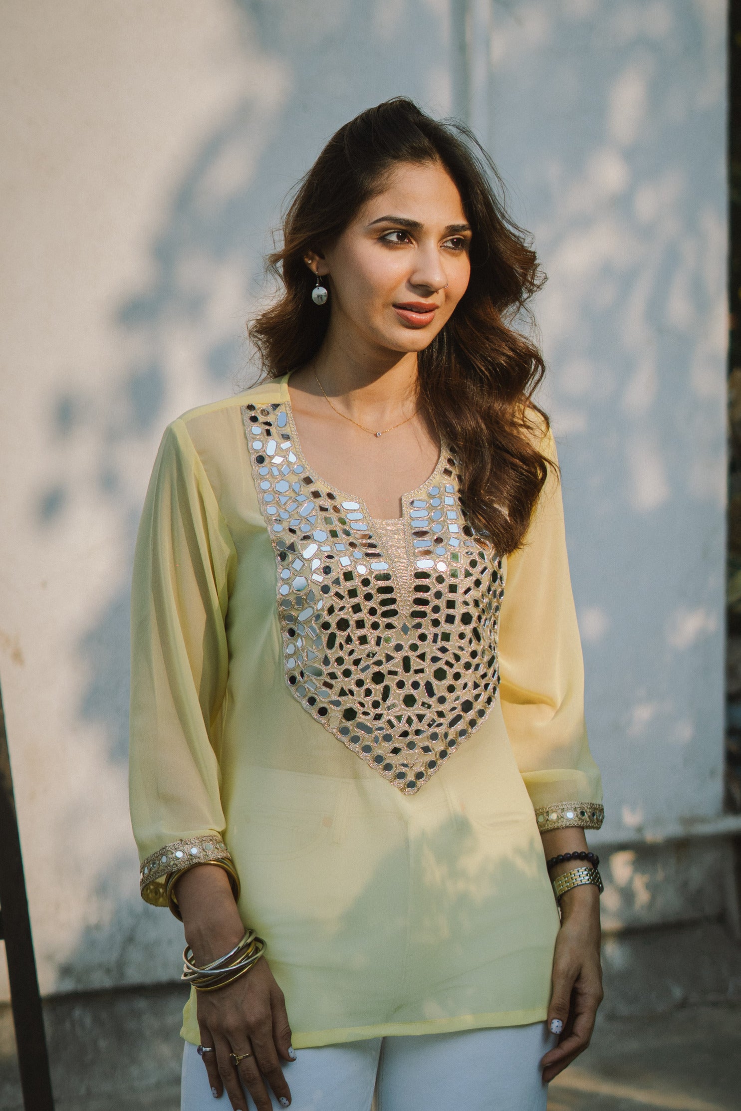 Lemon Yellow Aaina Kurti