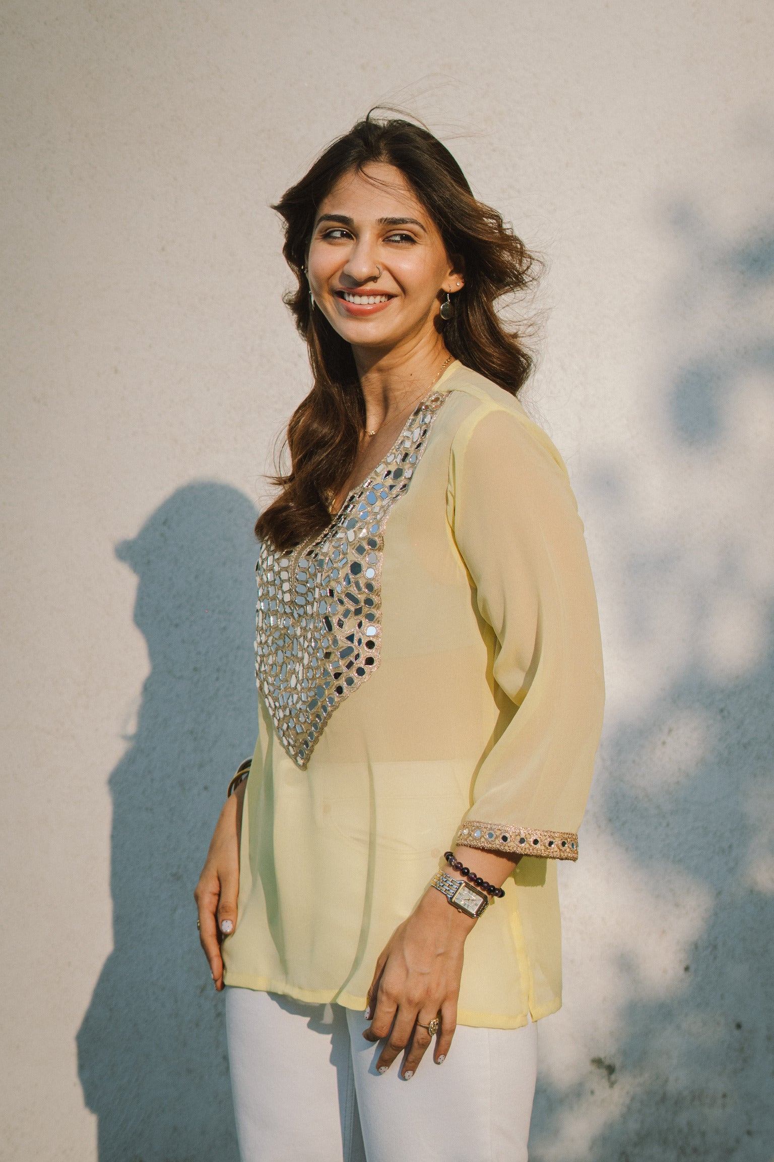 Lemon Yellow Aaina Kurti