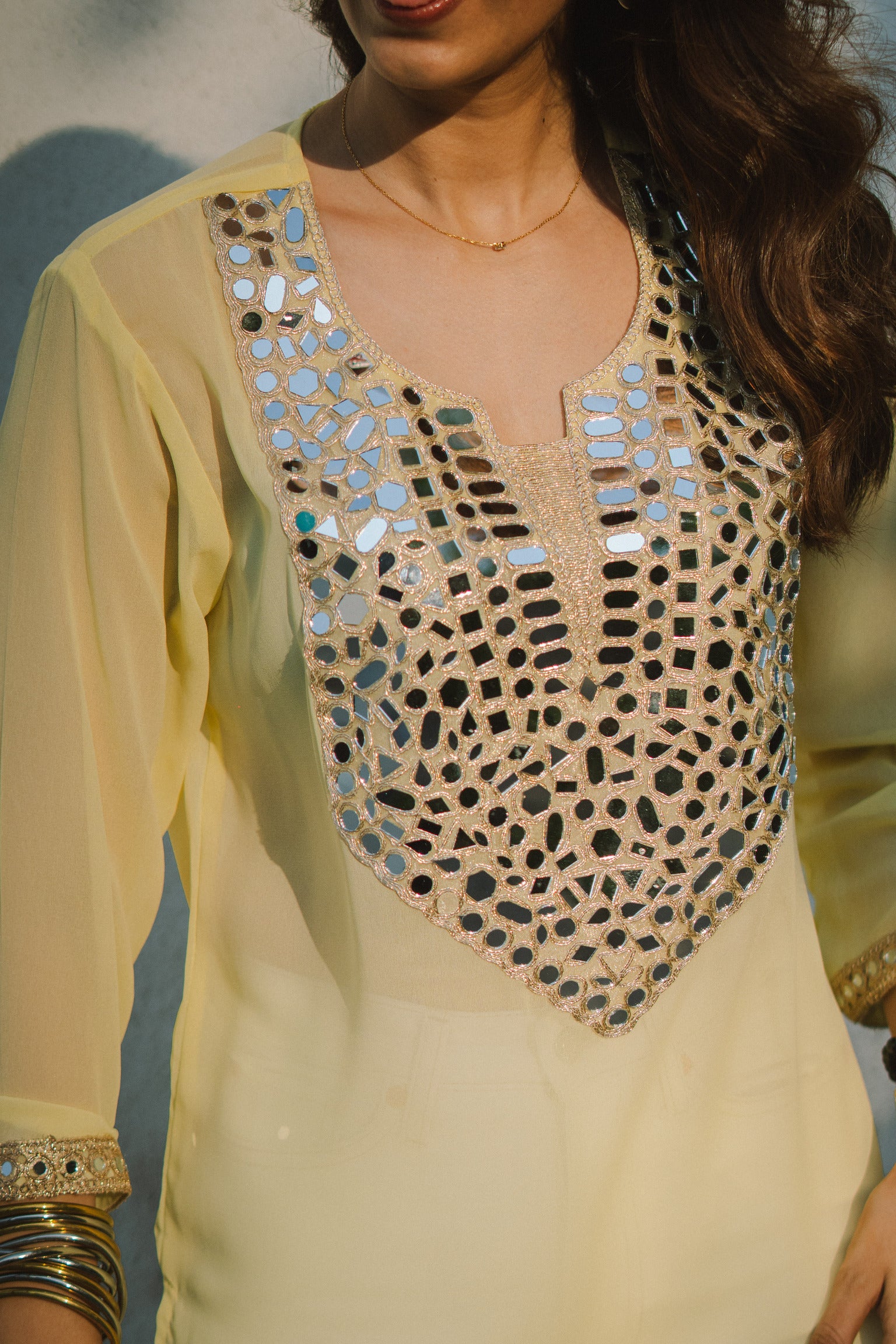 Lemon Yellow Aaina Kurti