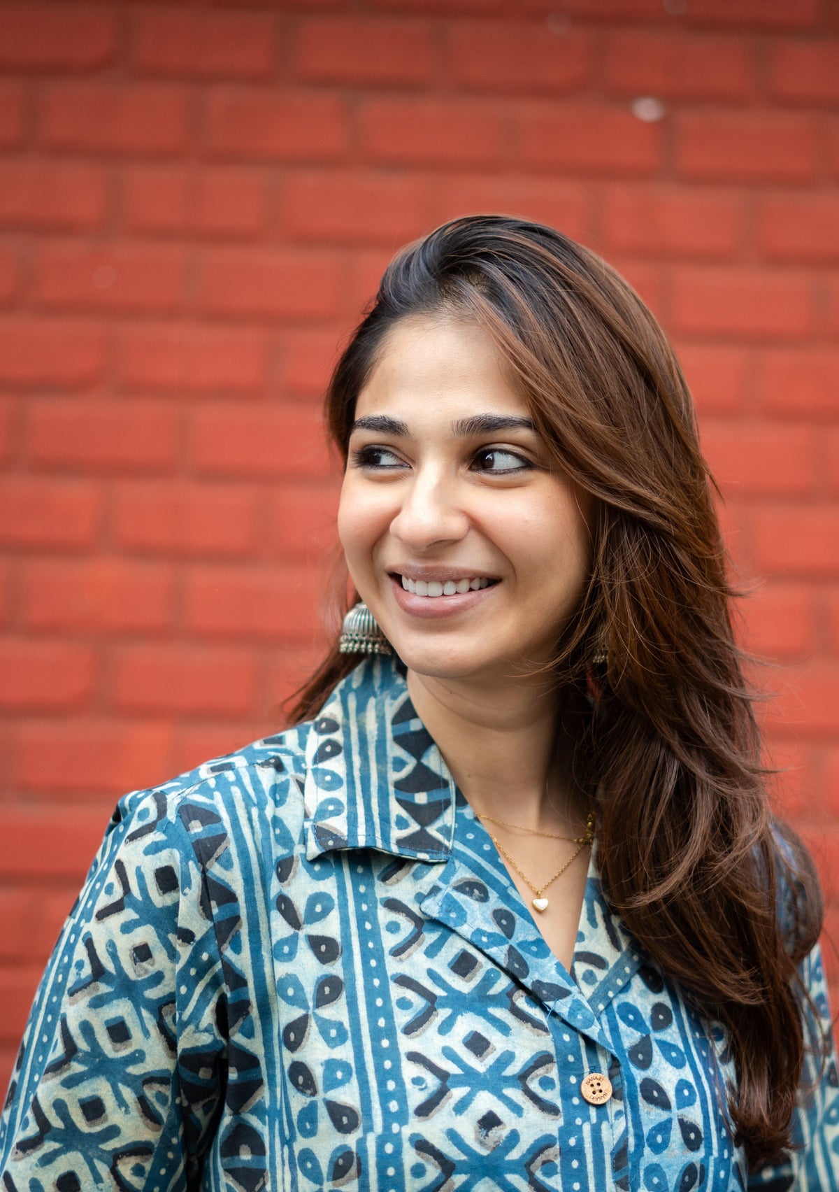 Indigo Patta Stripes Handblock Cotton Shirt Kurti