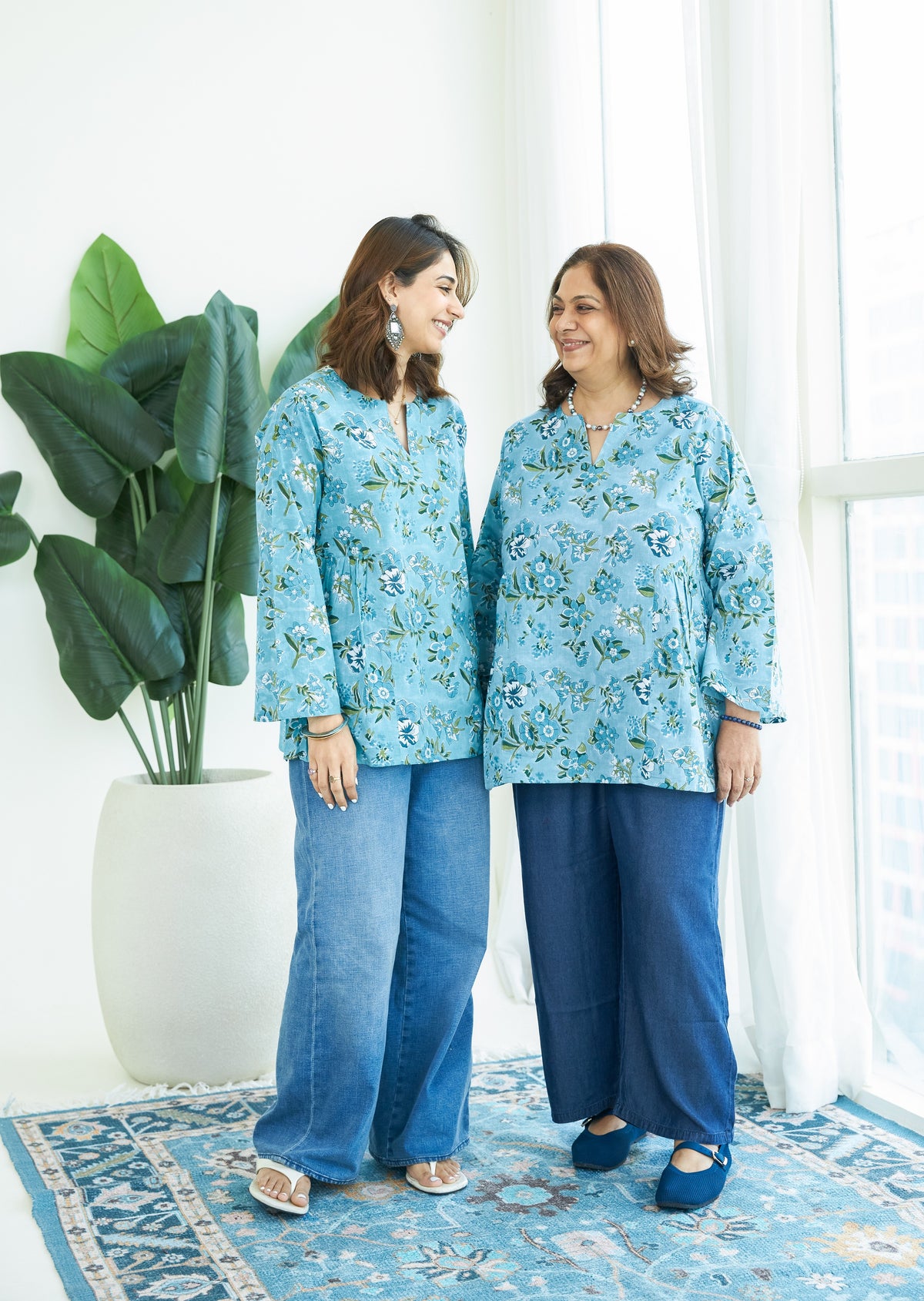 Blue Breeze Bell Sleeves Cotton Short Top