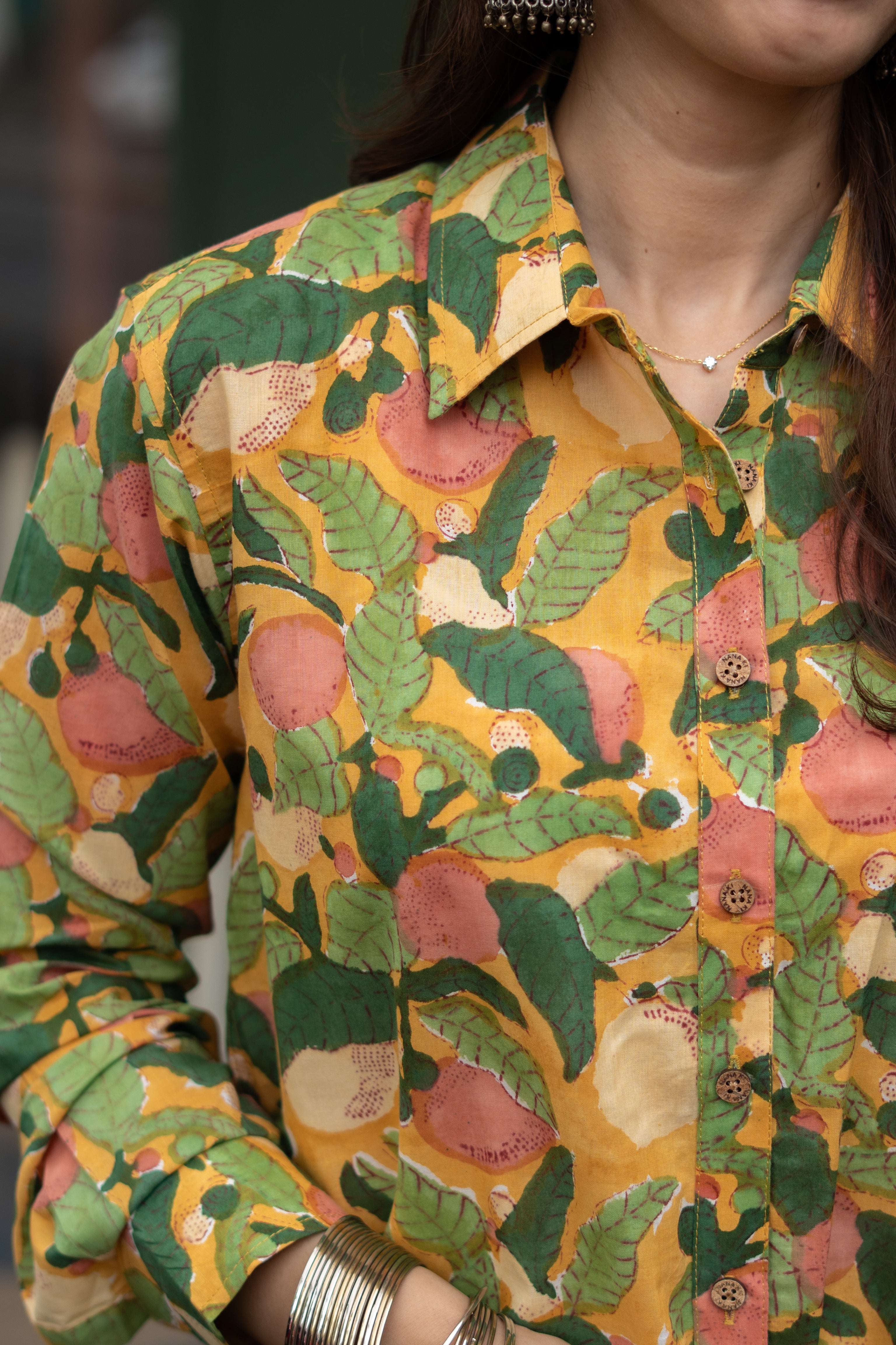 Sanganeri Blossom Floral Handblock Cotton Shirt
