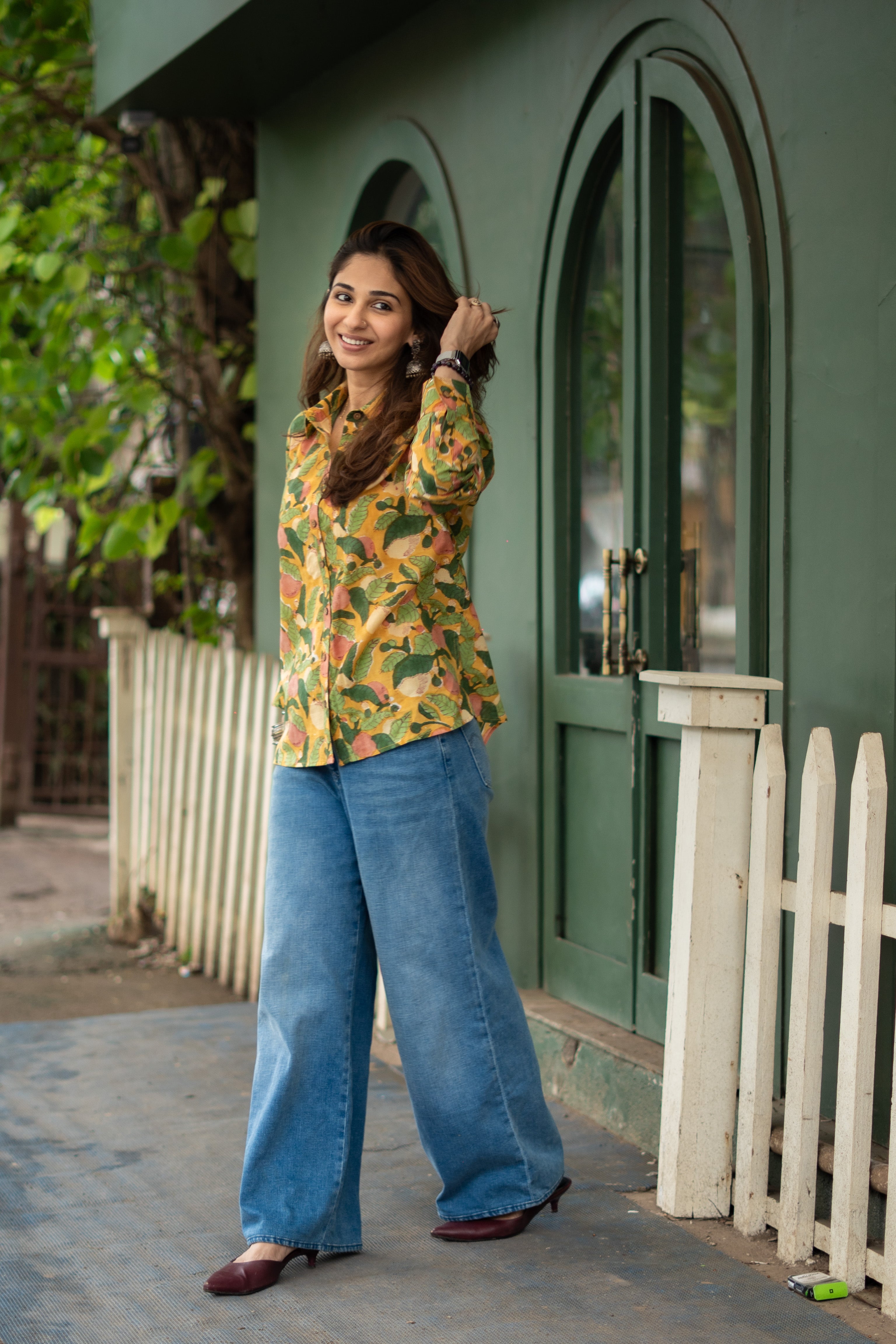 Sanganeri Blossom Floral Handblock Cotton Shirt