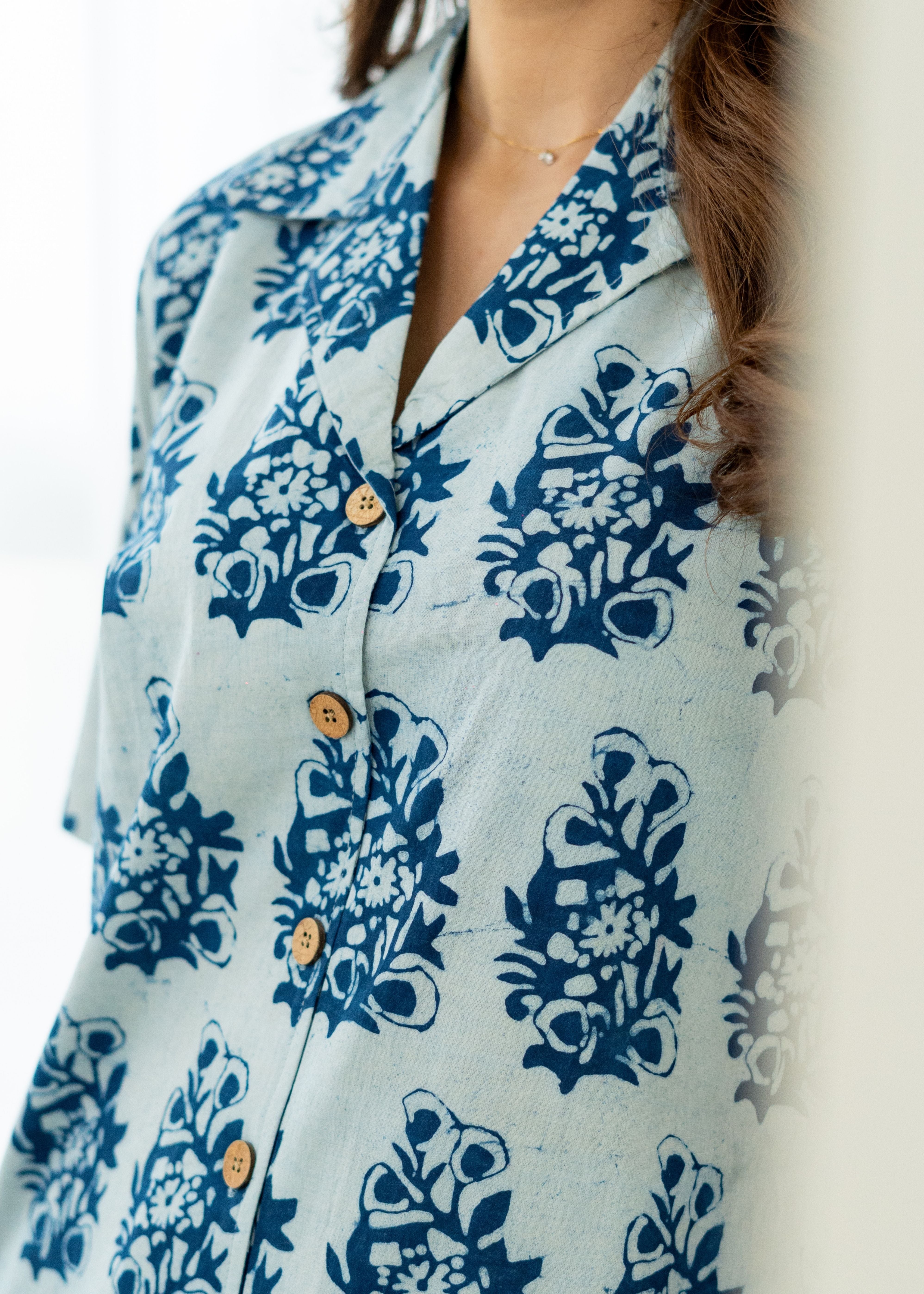 Blue Block Print Handblock Cotton Shirt Kurti