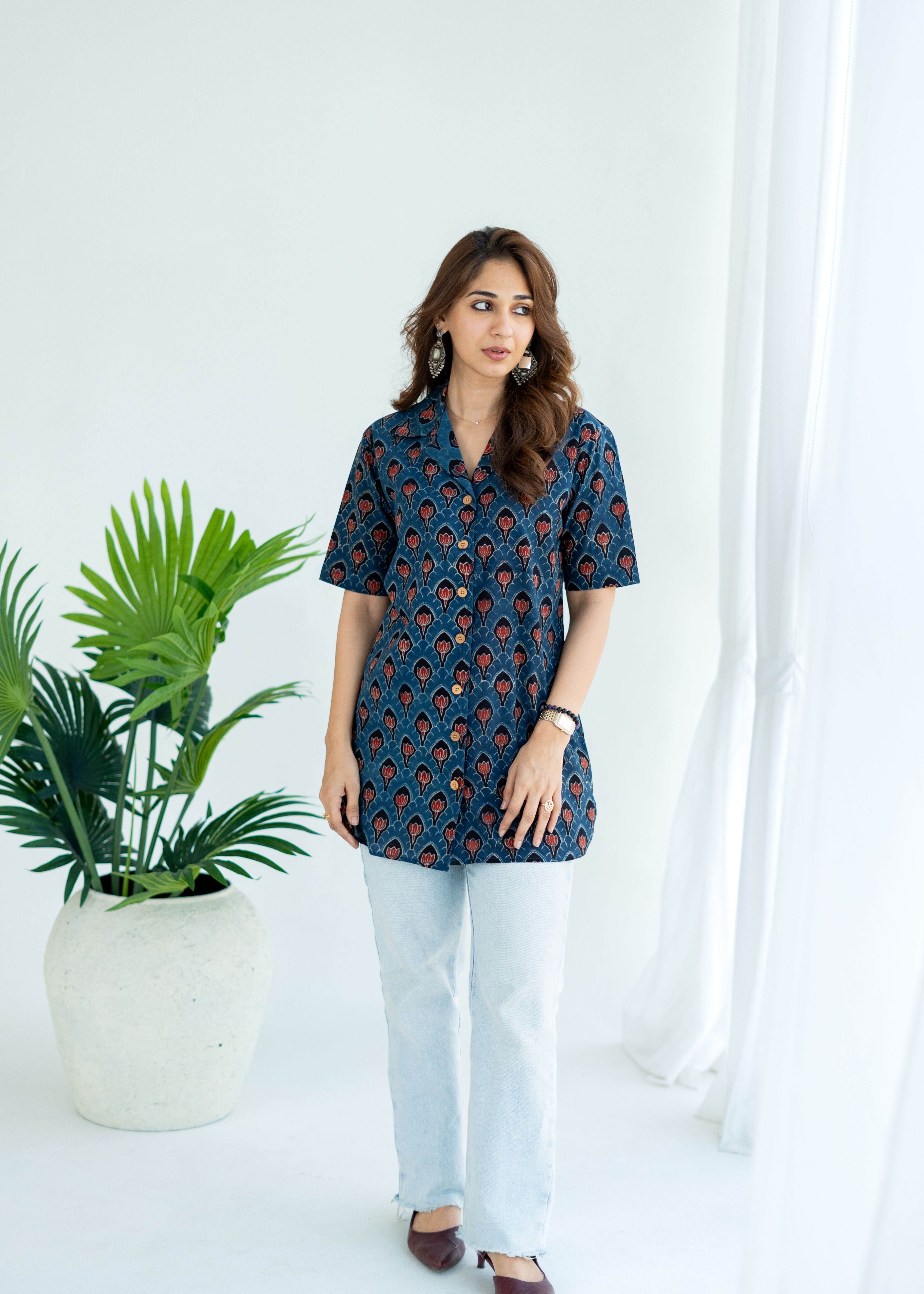 Ajrakh Kamal Handblock Cotton Shirt Kurti