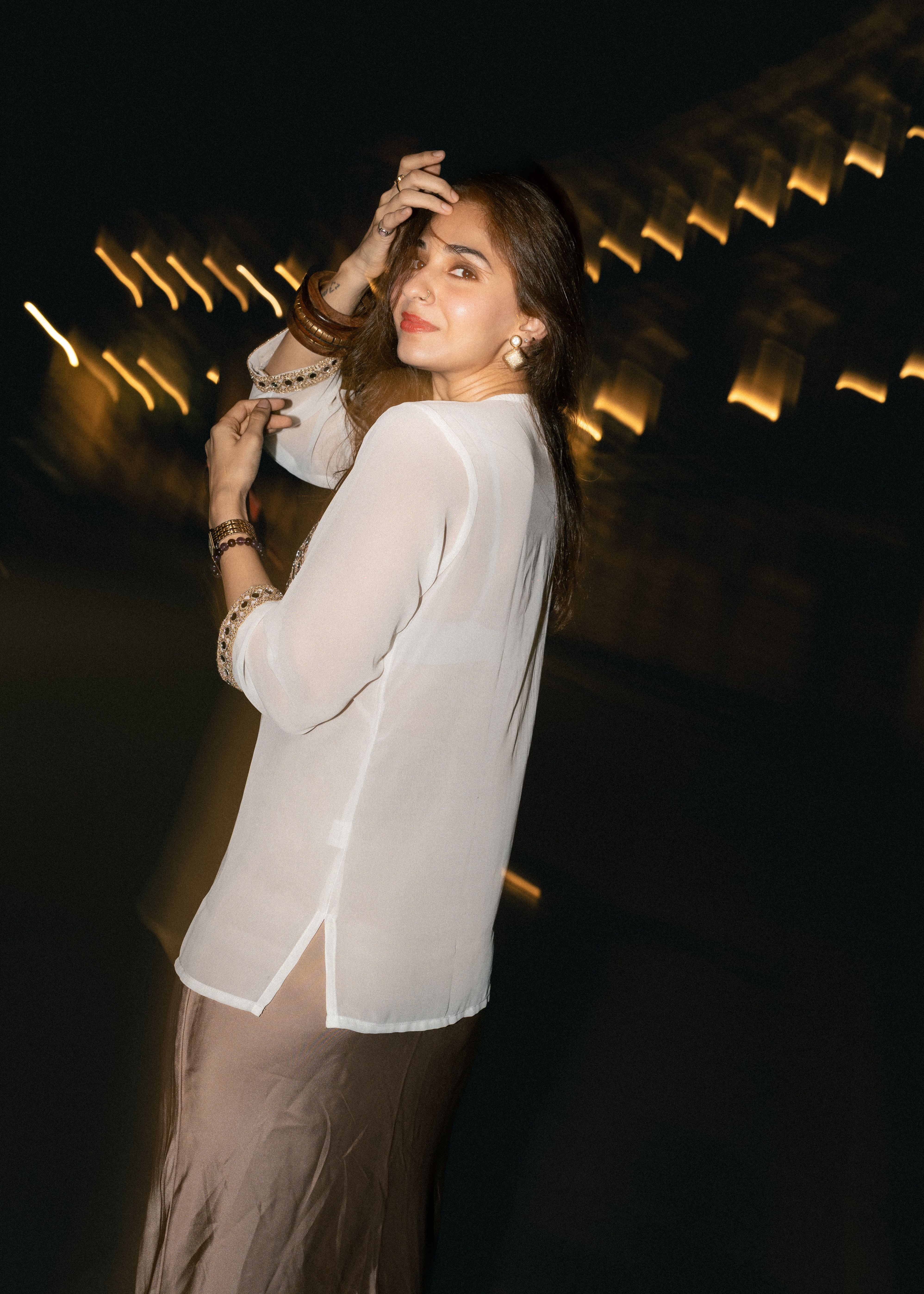 White Cream Aaina Kurti