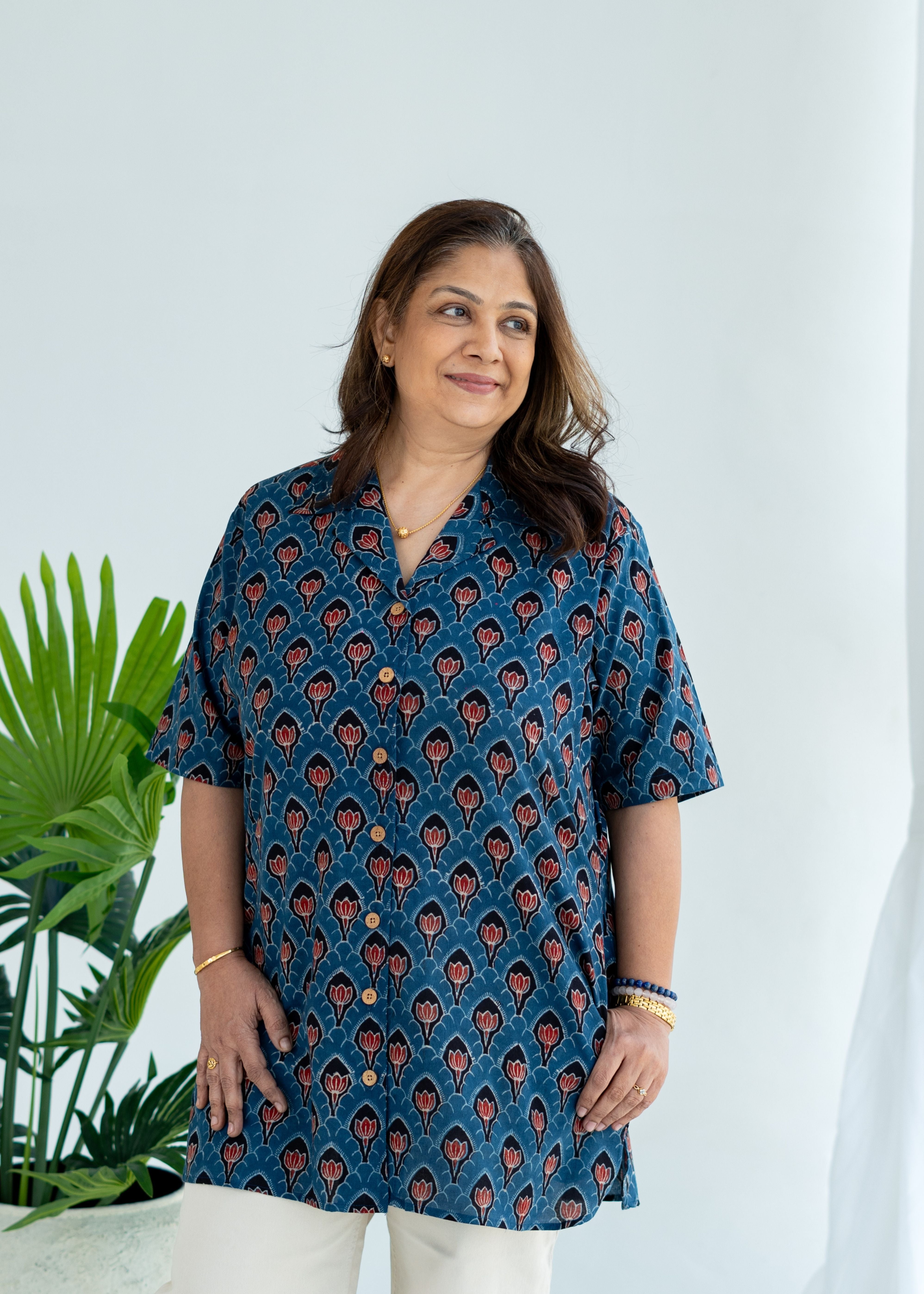 Ajrakh Kamal Handblock Cotton Shirt Kurti
