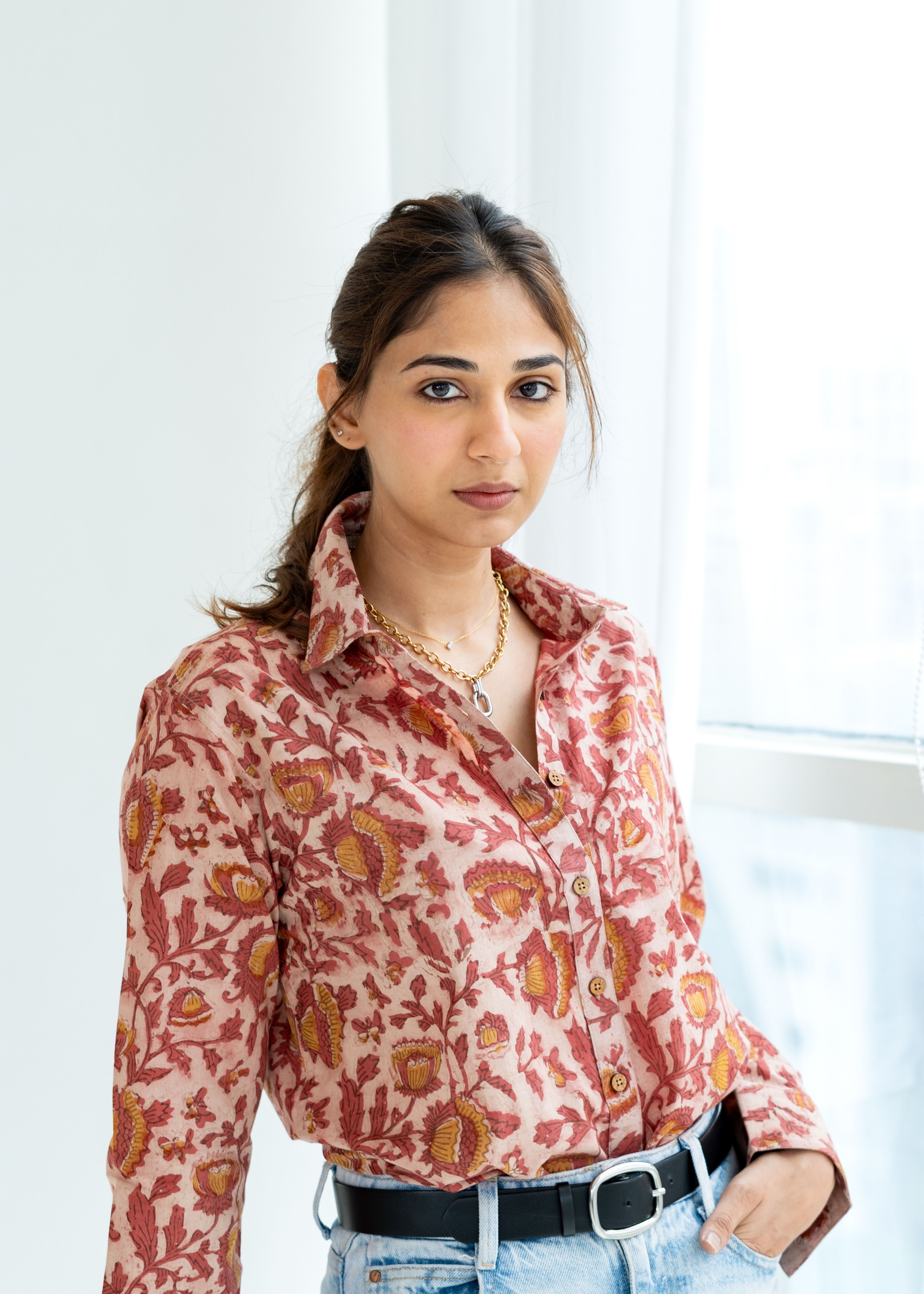 Bagru Mud Floral Block Print Cotton Shirt