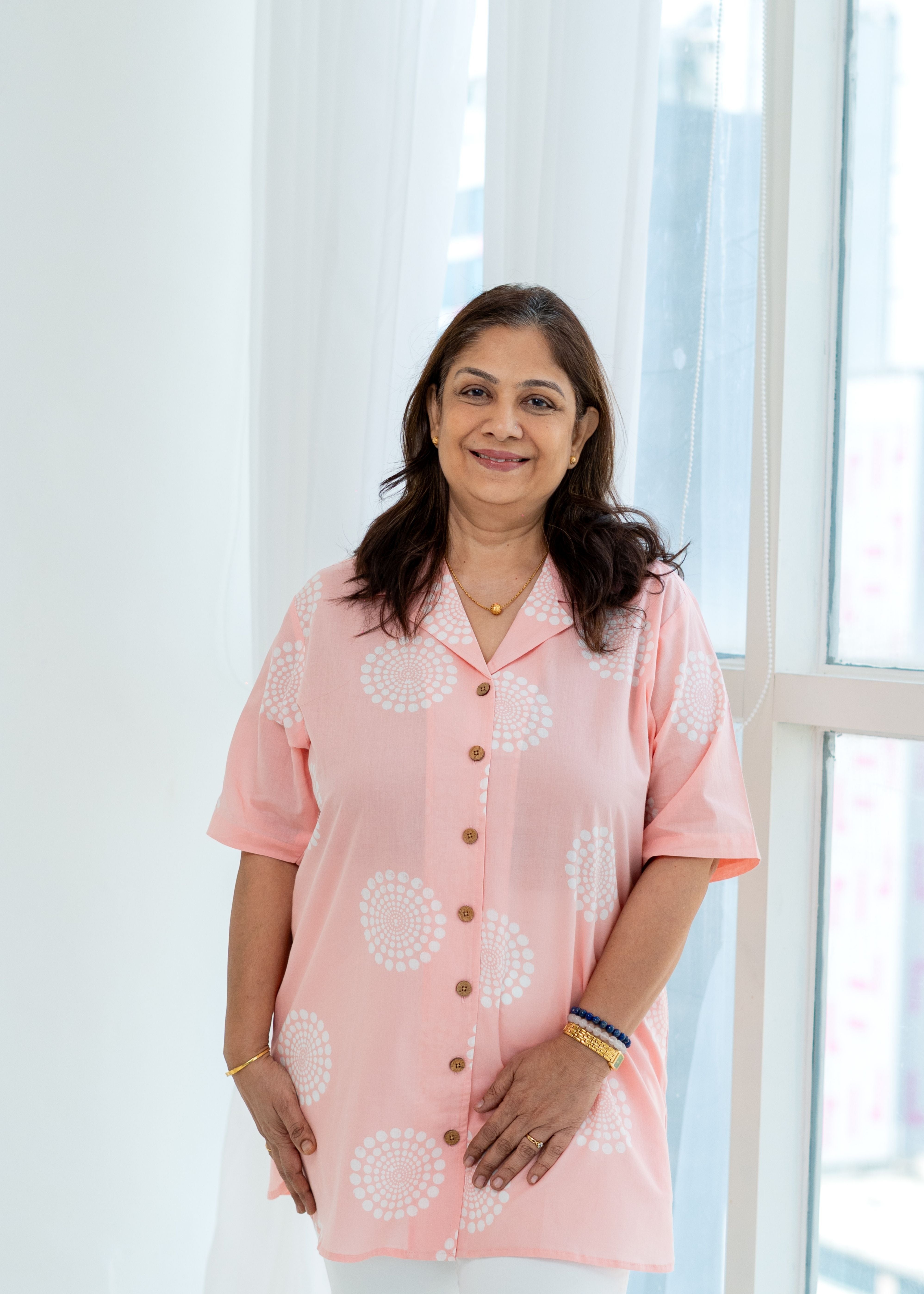 Peach Handblock Cotton Shirt Kurti