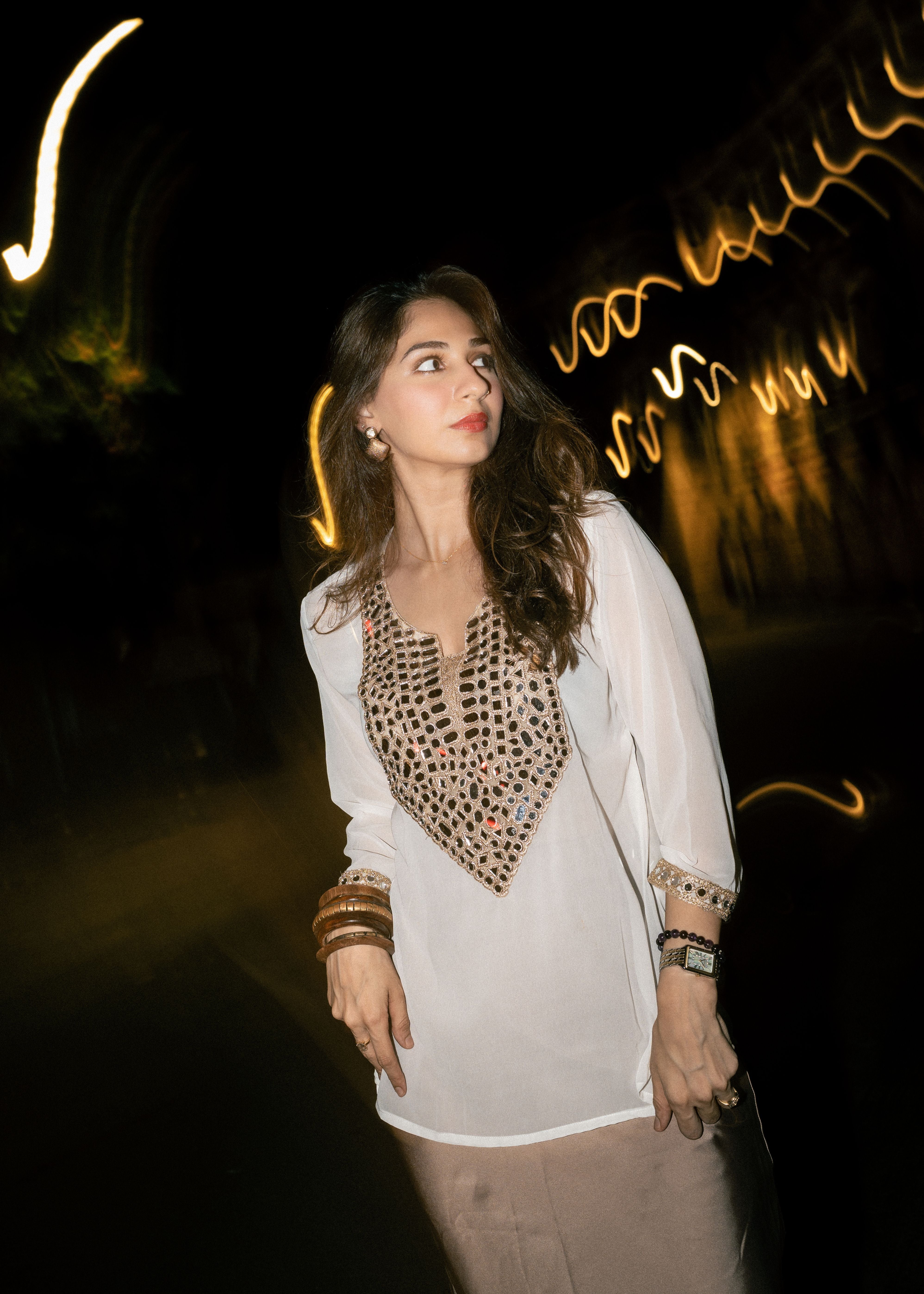 White Cream Aaina Kurti