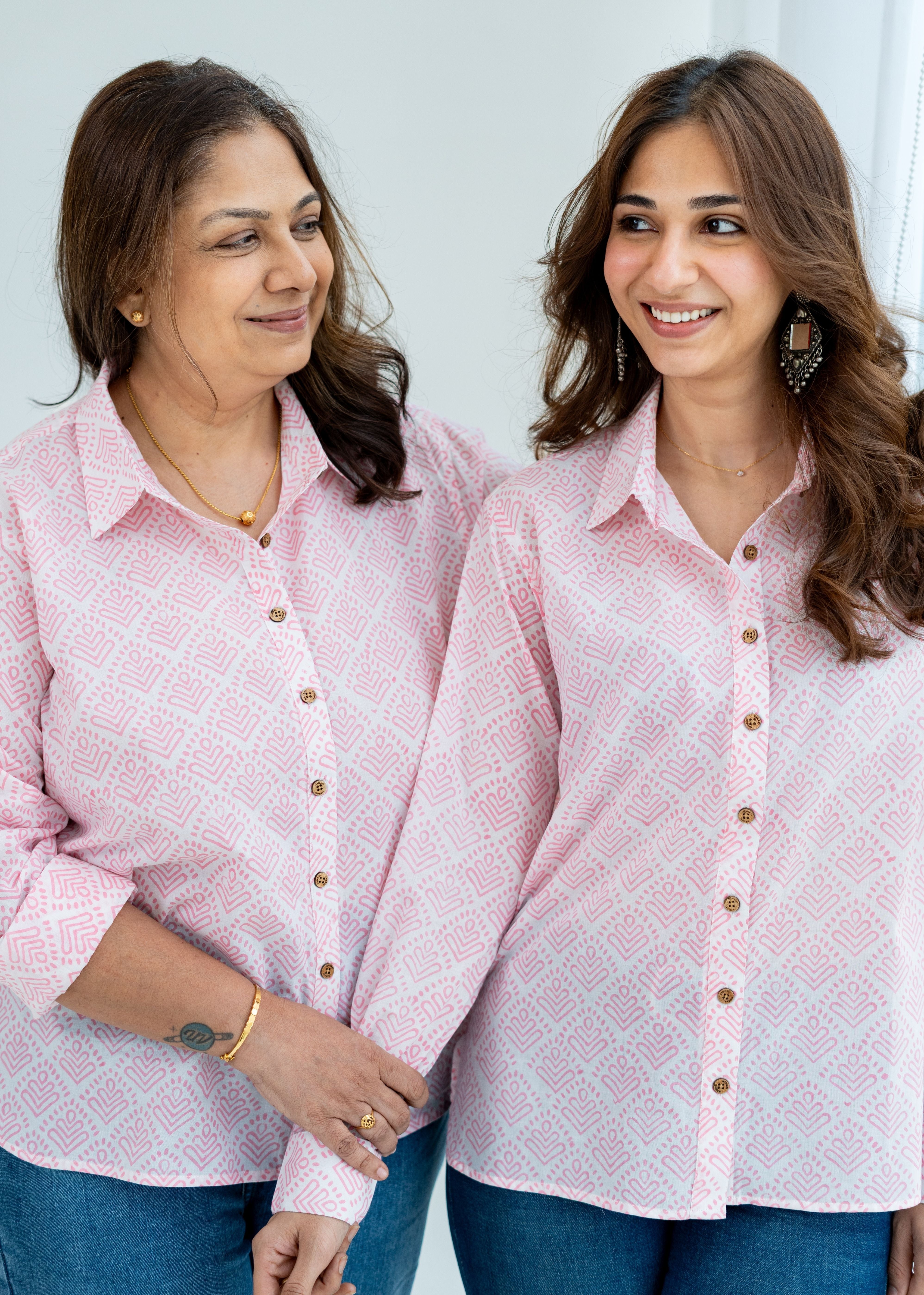 Pink Block Print Cotton Shirt