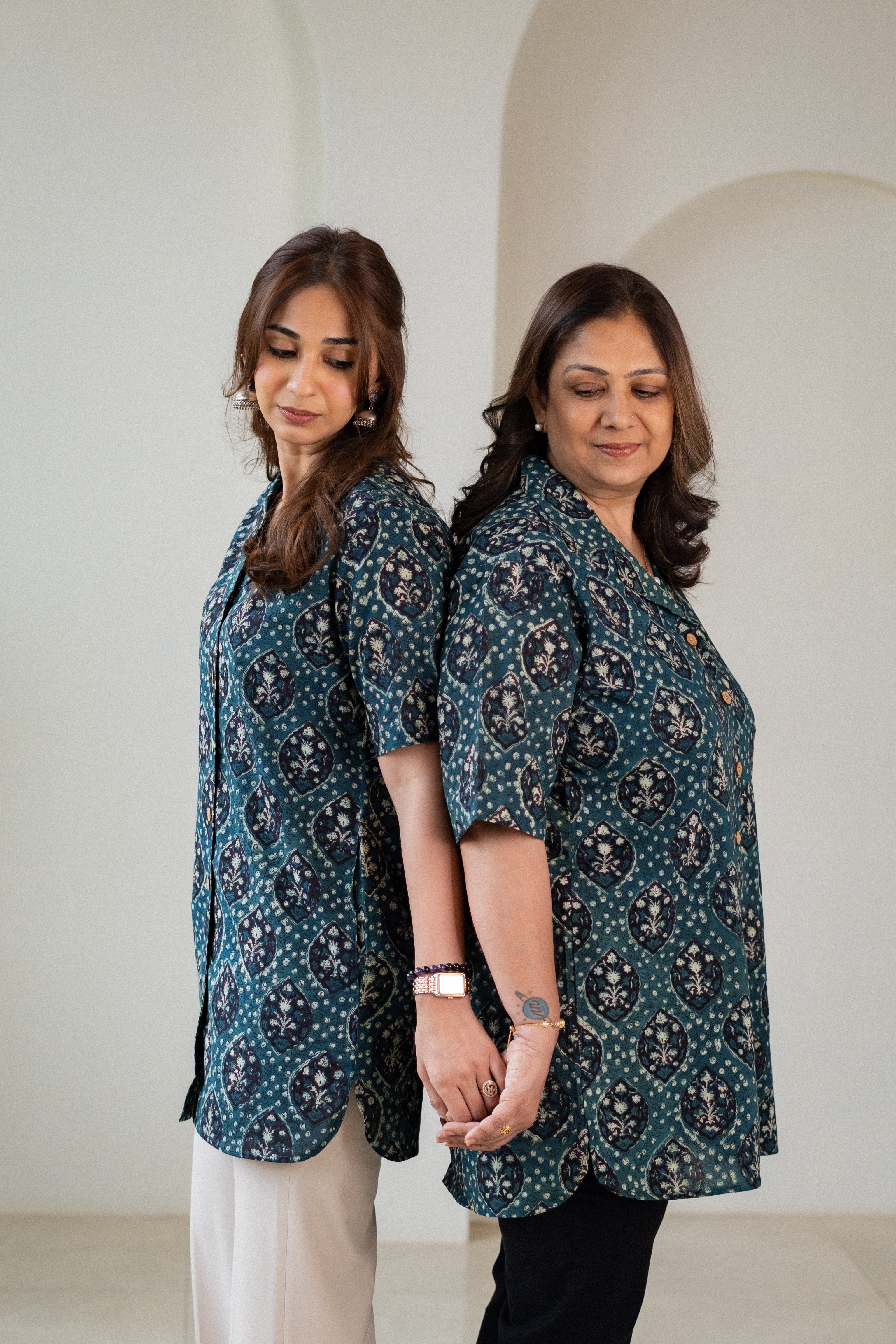 Harda Green Handblock Cotton Shirt Kurti
