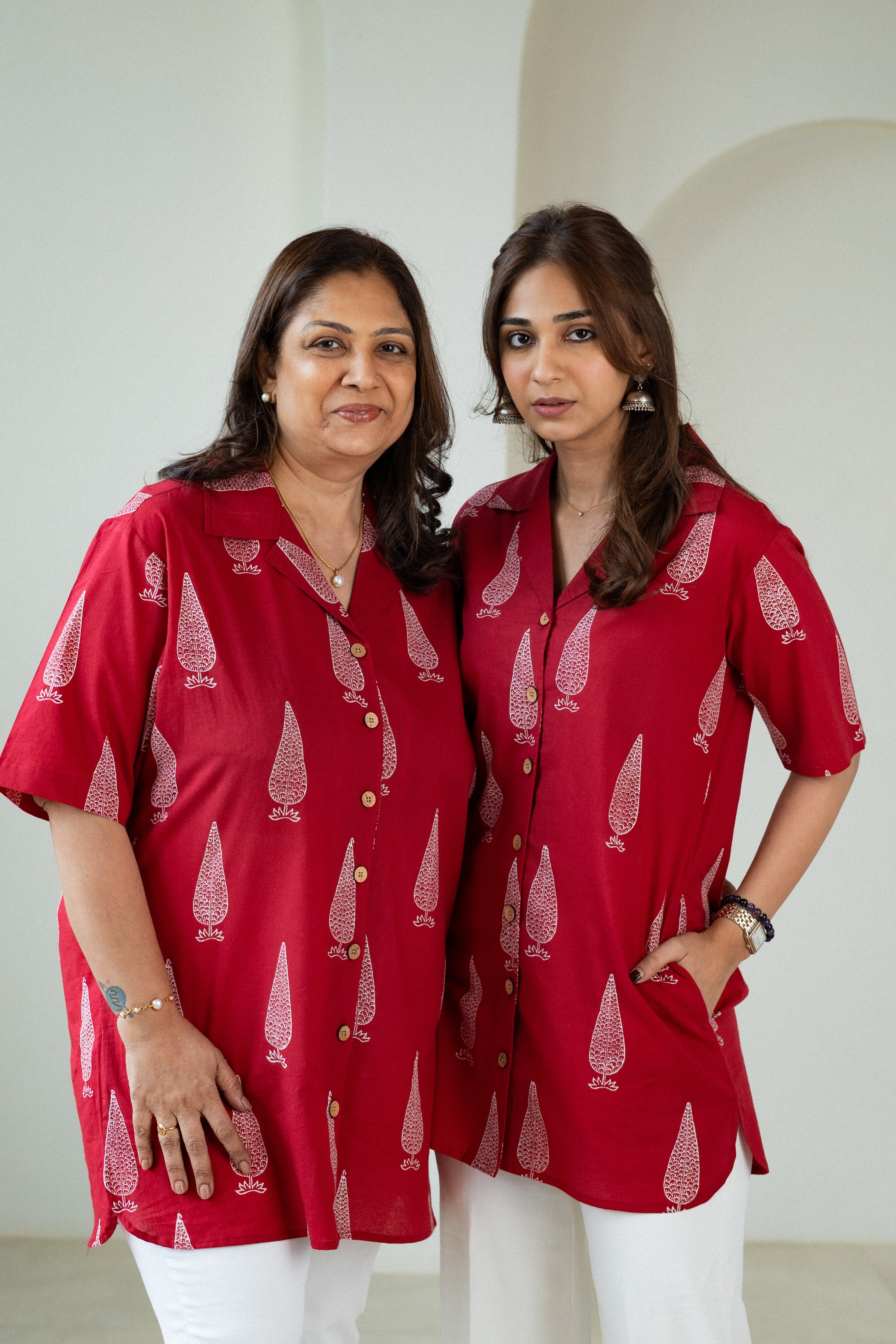 Red Sanganeri Handblock Cotton Shirt Kurti