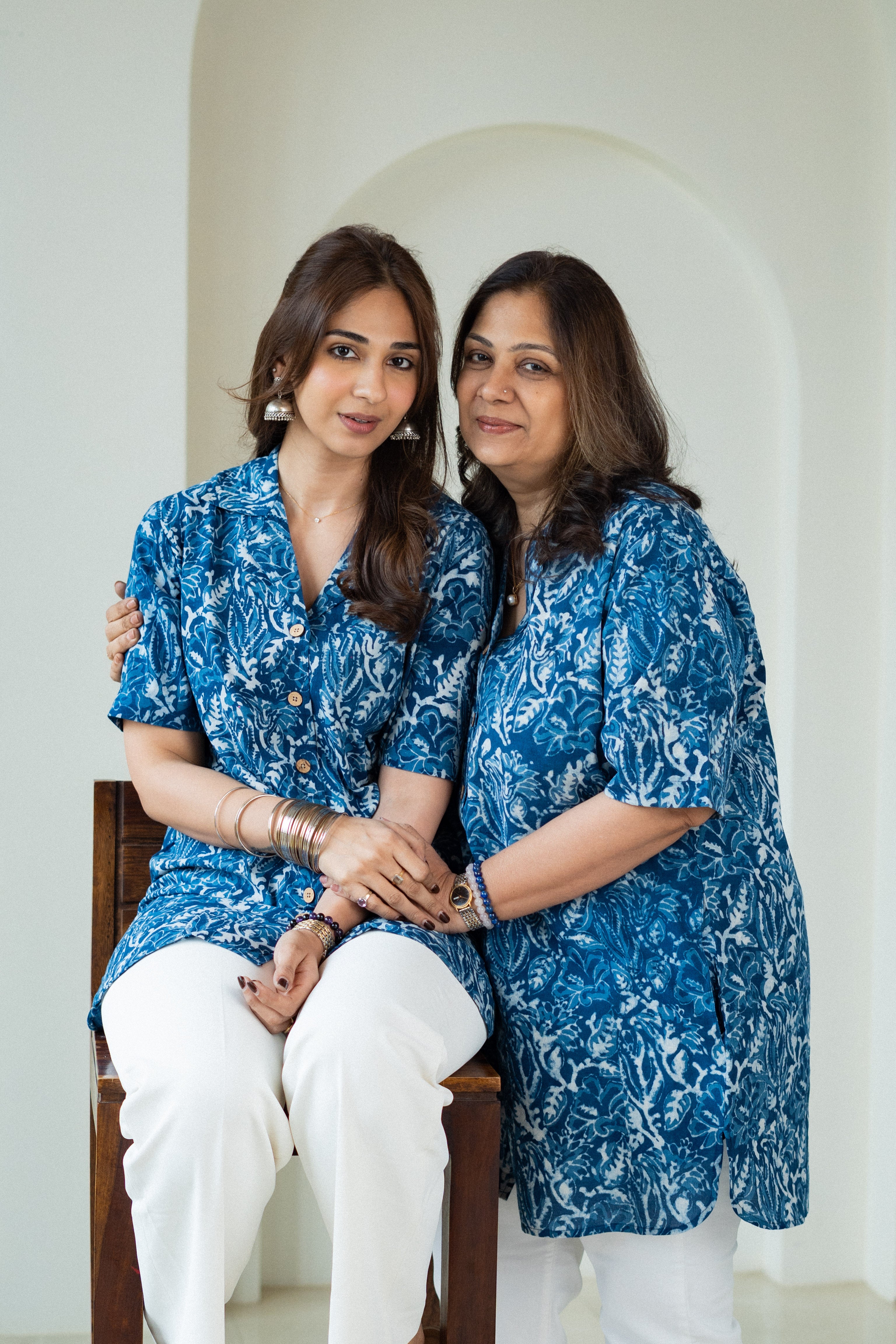 Blue Bagru Art Handblock Cotton Shirt Kurti