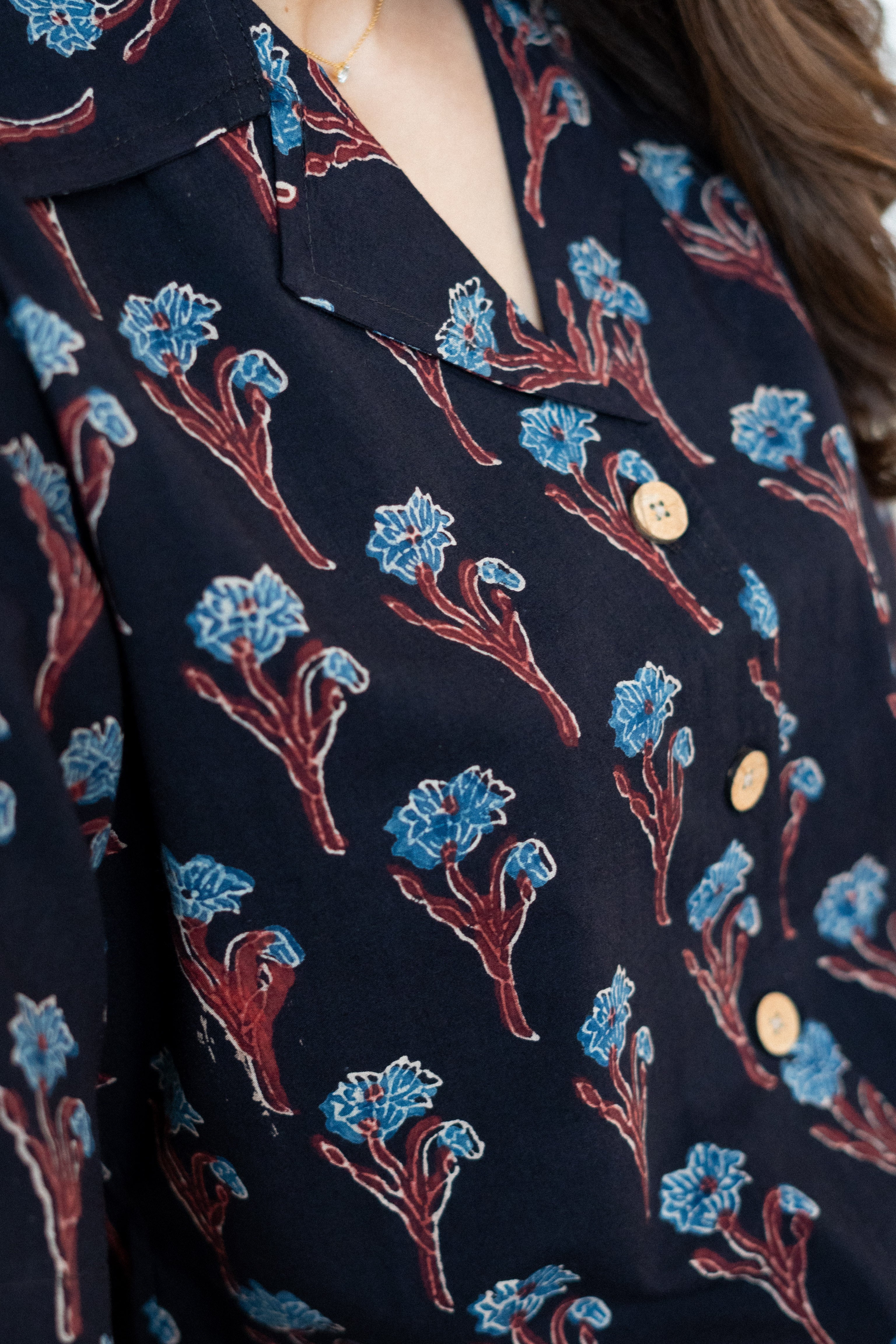 Ajrakh Floral Handblock Cotton Shirt Kurti