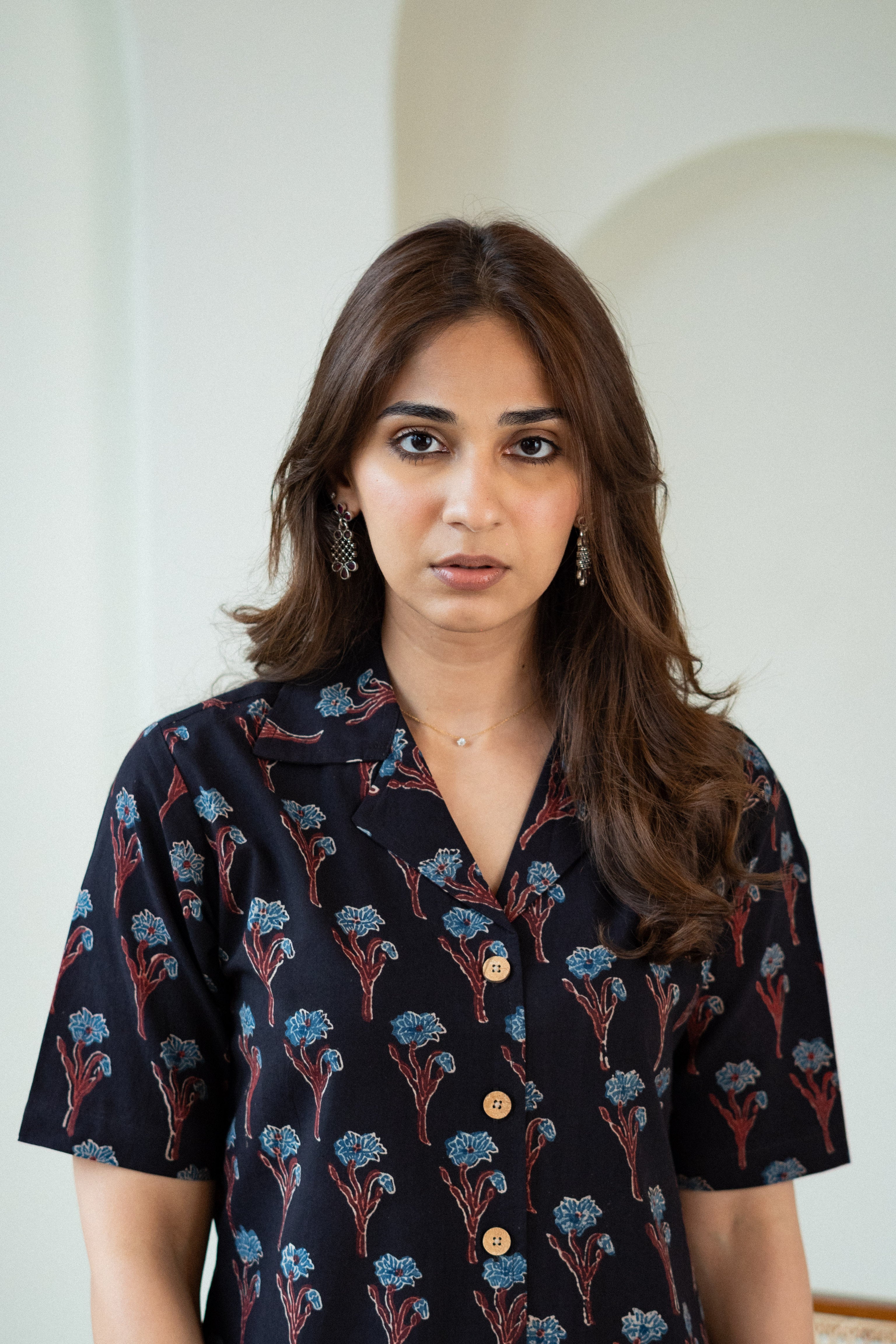 Ajrakh Floral Handblock Cotton Shirt Kurti