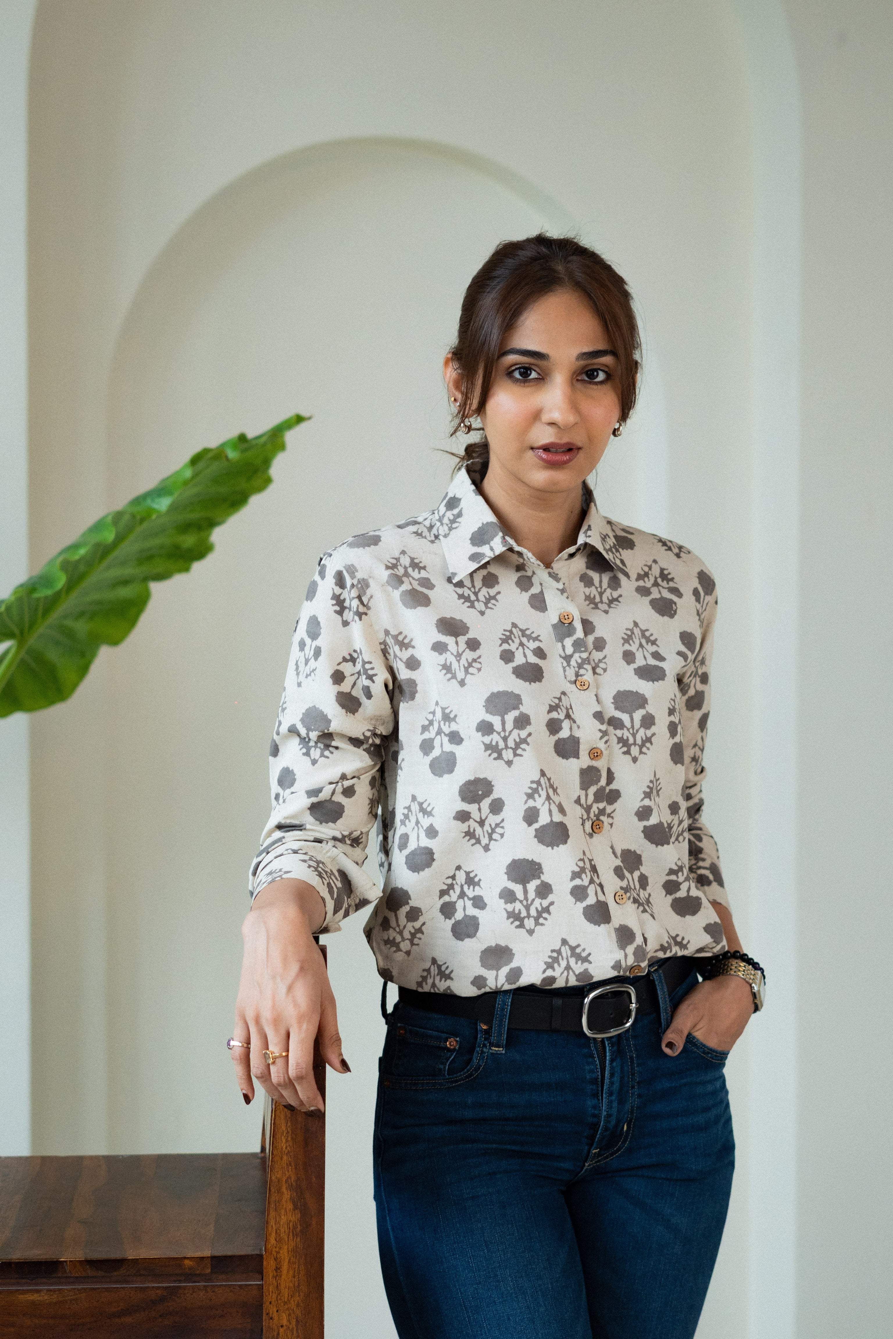 Cream Bagru Mud Handblock Shirt