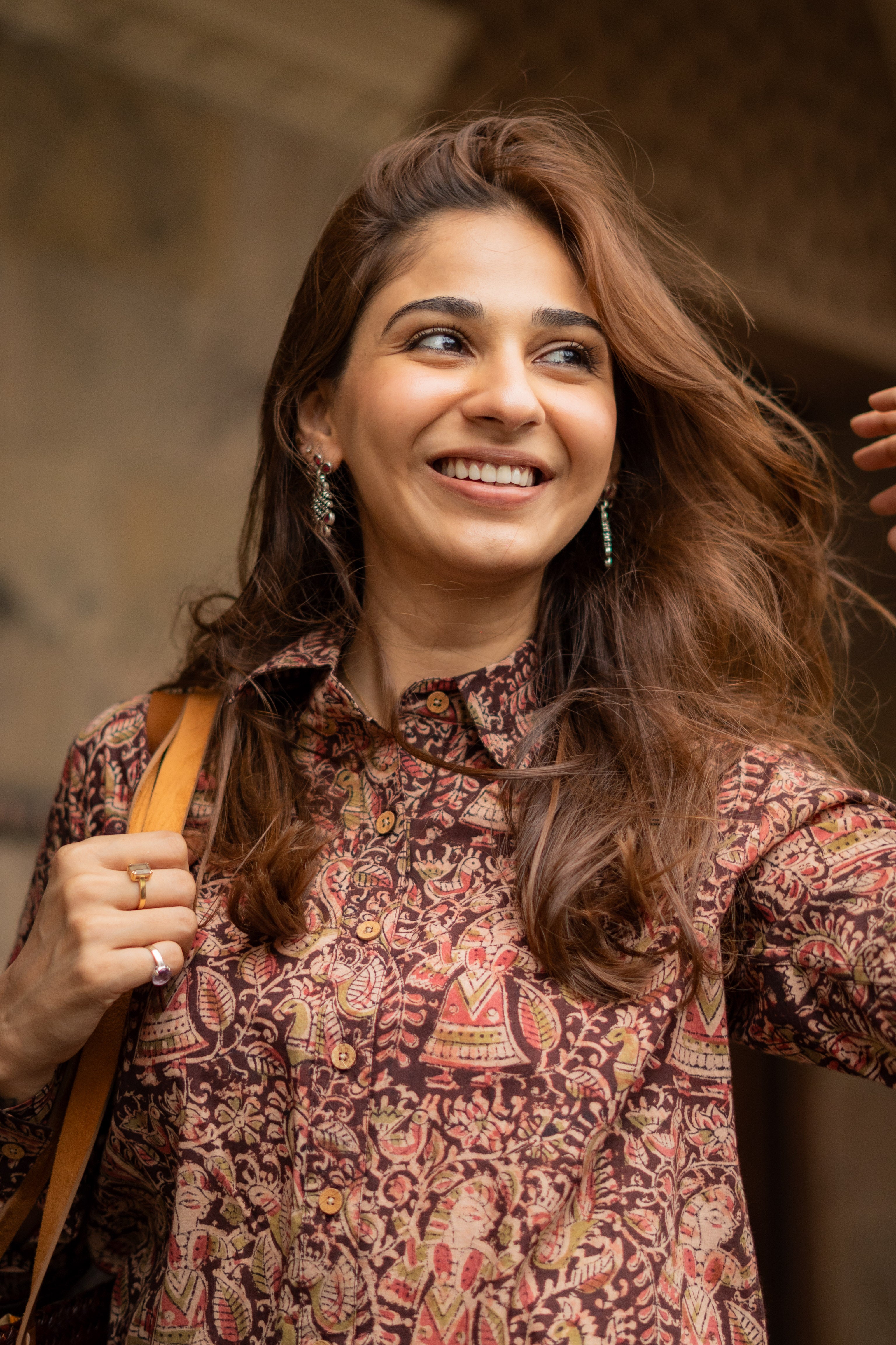 Red Kalamkari Handblock Cotton Shirt