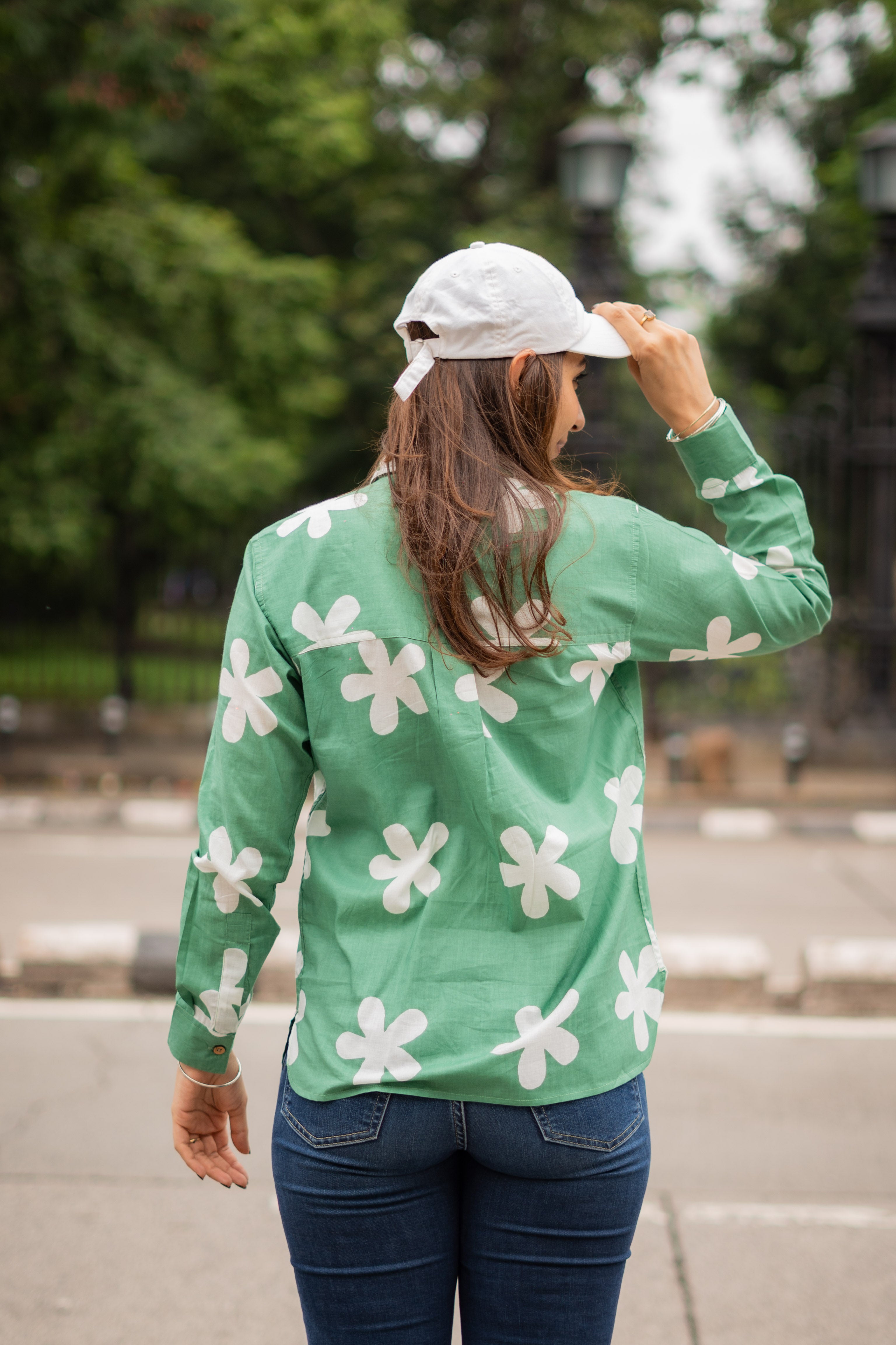 Green Spring Cotton Printed Shirt