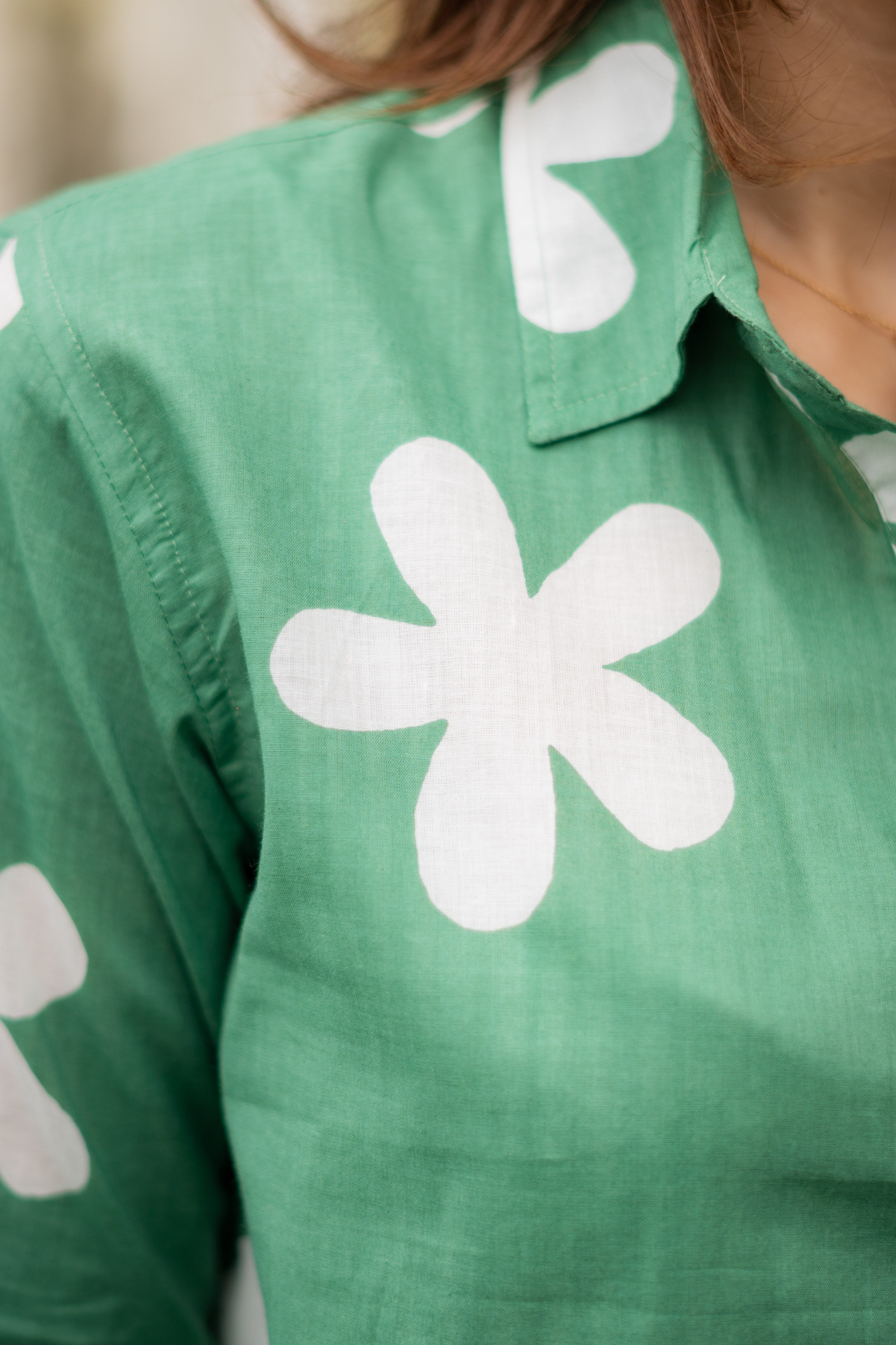 Green Spring Cotton Printed Shirt