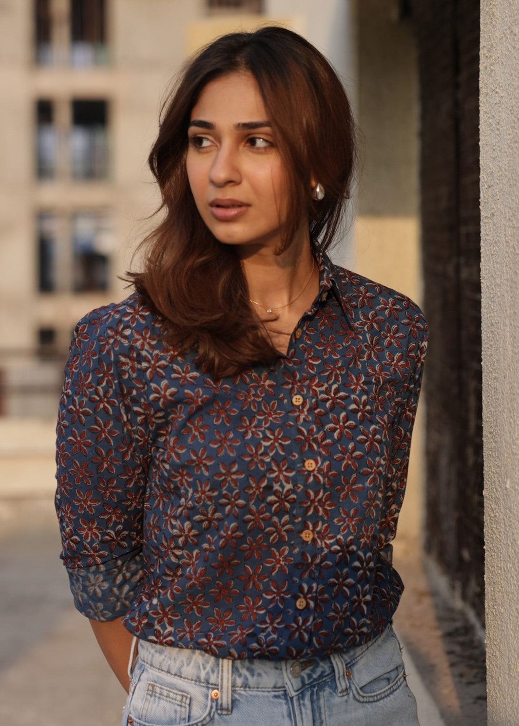 Indigo Star Handblock Cotton Shirt