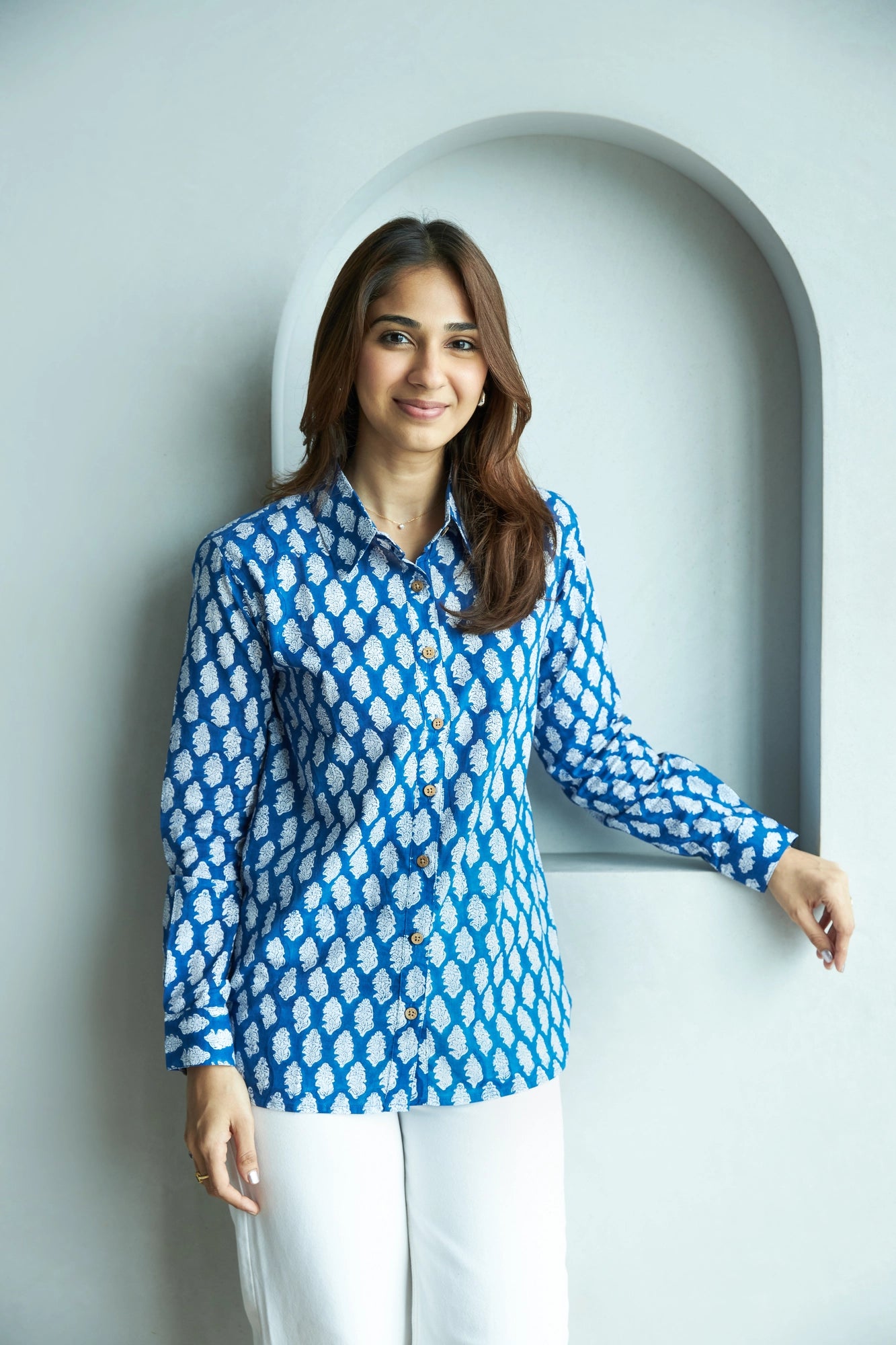 Sky Bagru Handblock Shirt