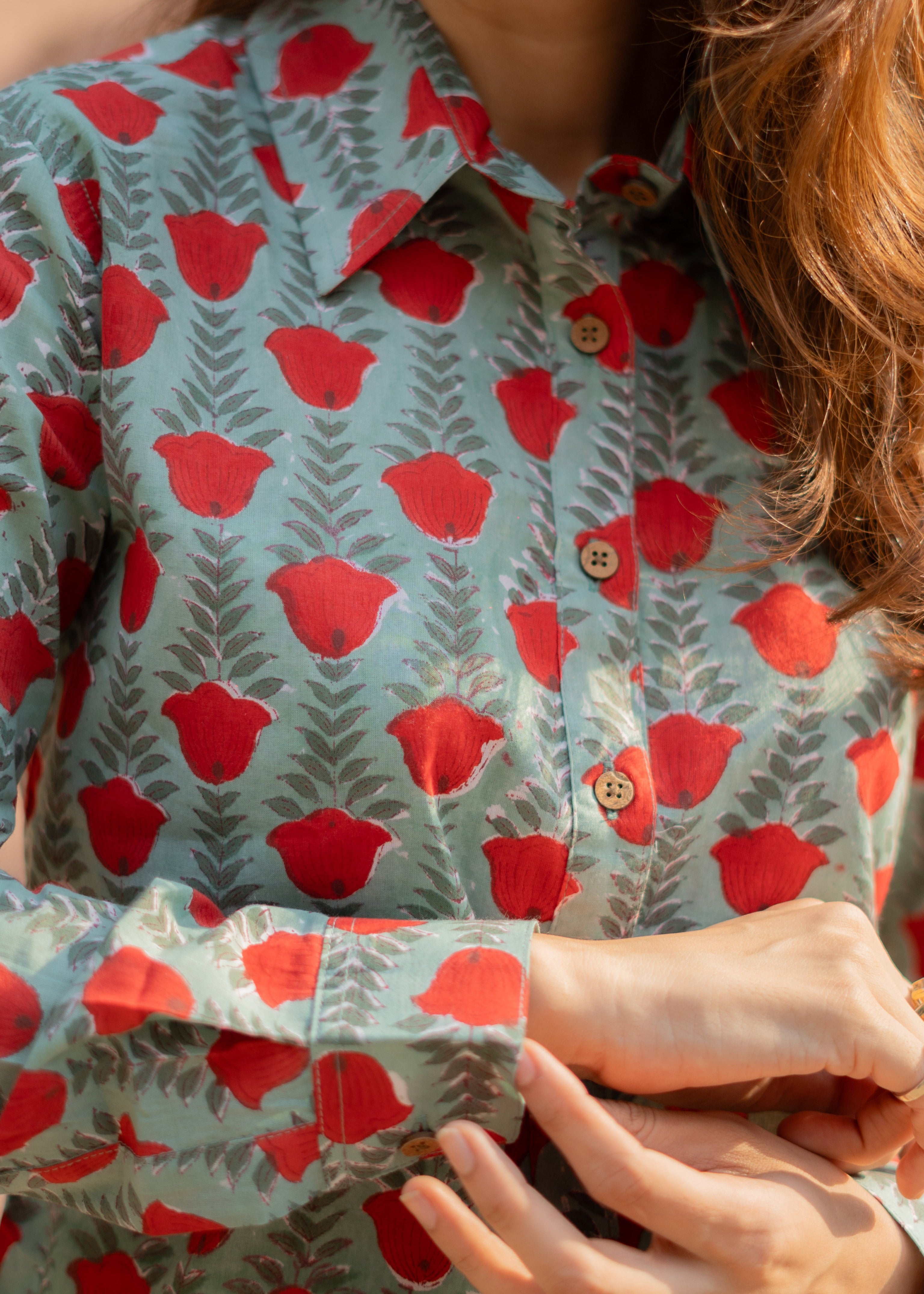 Green Cherry Handblock Shirt